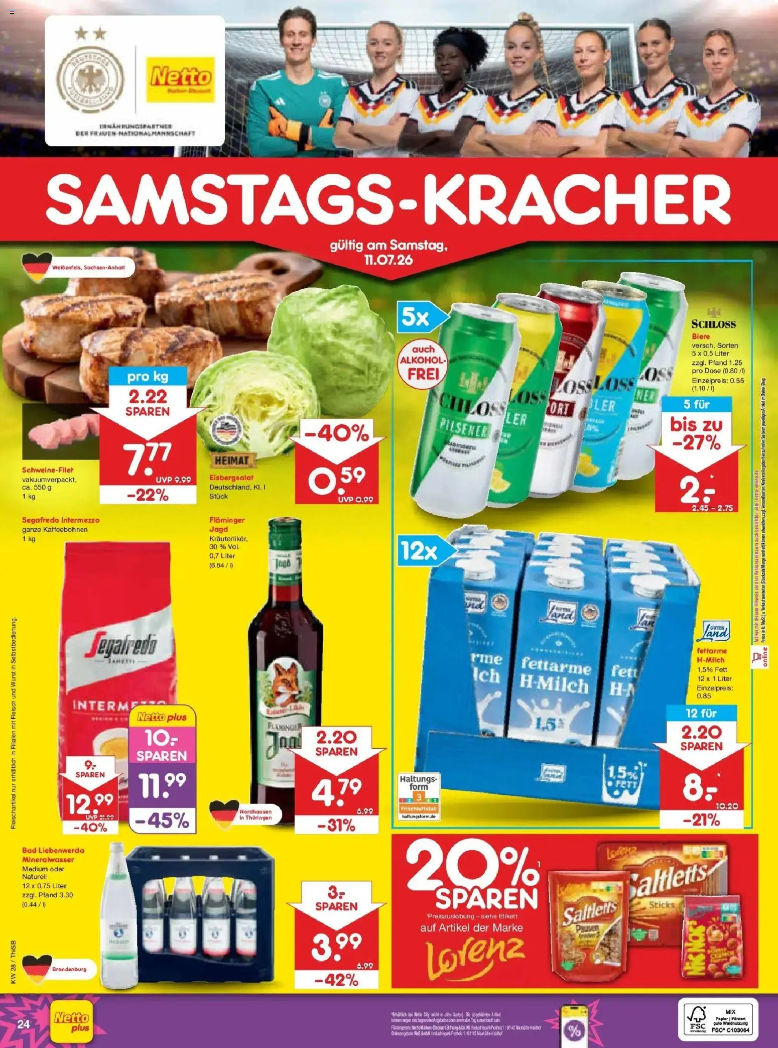 Netto Marken-Discount - Netto: Wochenangebote – gültig ab 05.07.2026 | Seite: 40 | Produkte: Eisbergsalat, Schweinefilet, Wurst, Segafredo