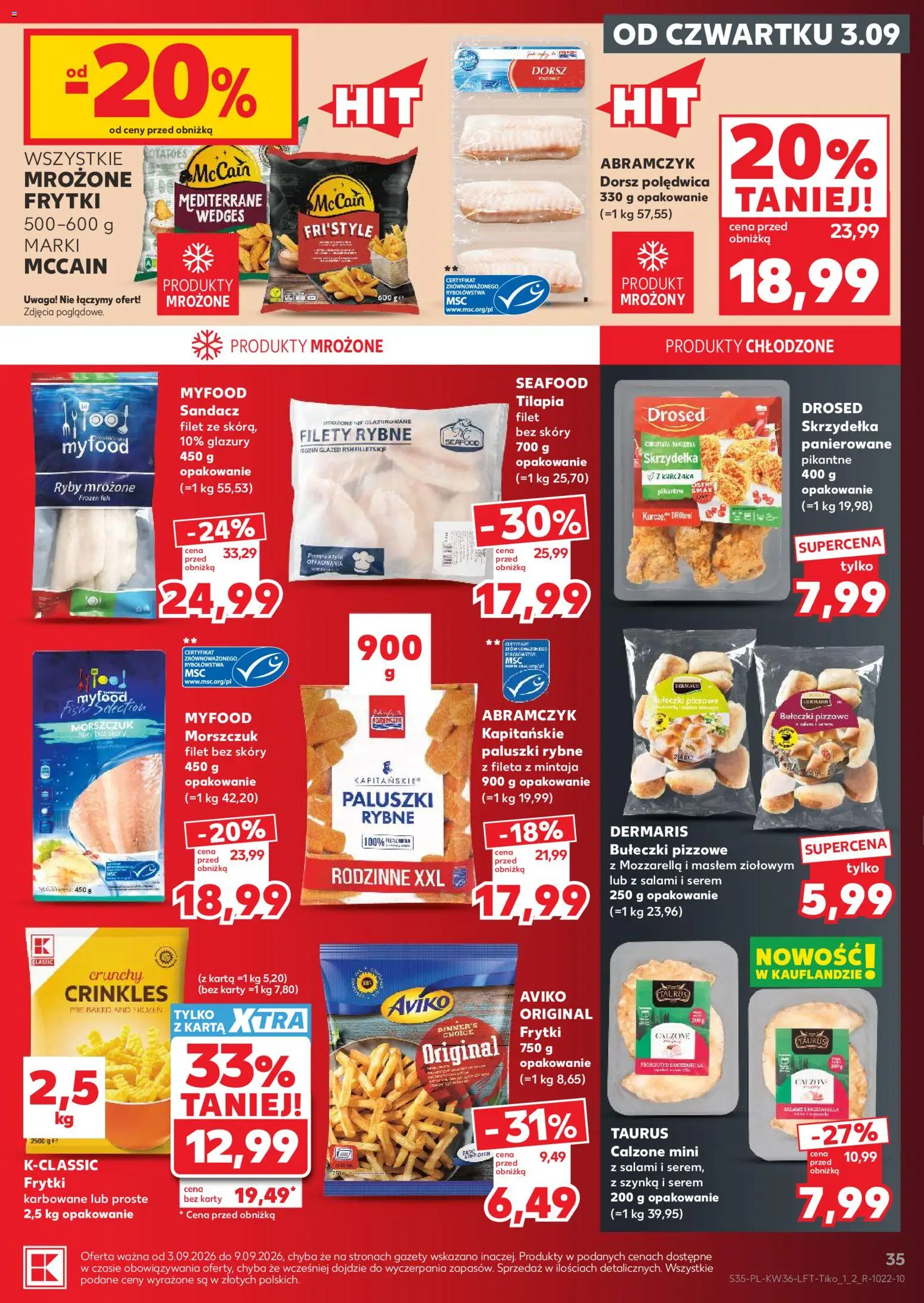 Kaufland gazetka od 03.09.2026 | Strona: 35 | Produkty: Szynka, Paluszki rybne, Salami, Ryby