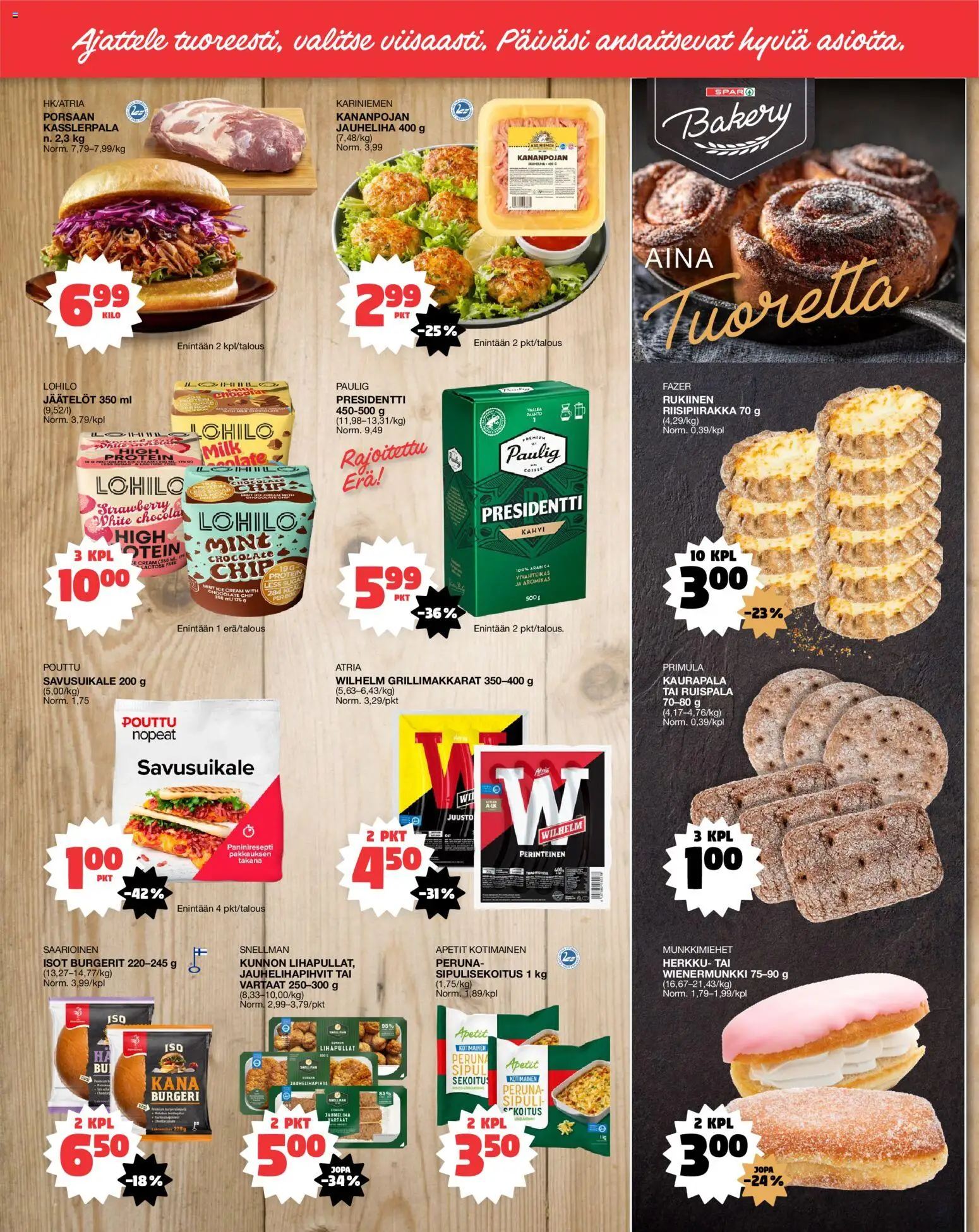 Tokmanni - EUROSPAR – voimassa 13/08/2026 alkaen | Sivu: 2 | Tuotteet: Vartaat, Jauheliha, Kana, Juusto