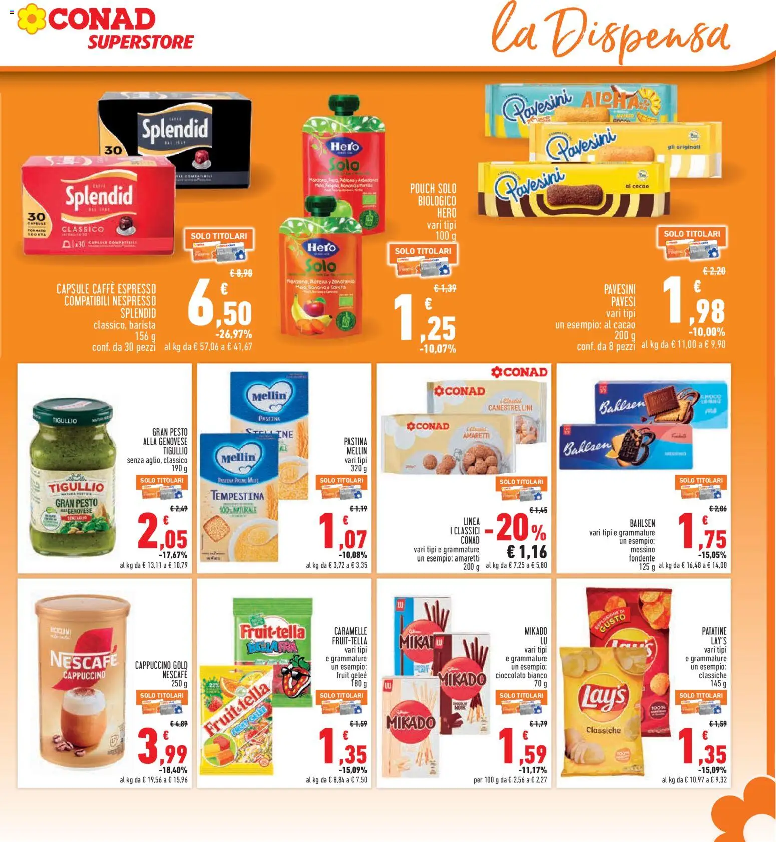Volantino Conad del 27/08/2026 | Pagina: 21 | Prodotti: Cappuccino, Caramelle, Pesto, Cioccolato bianco
