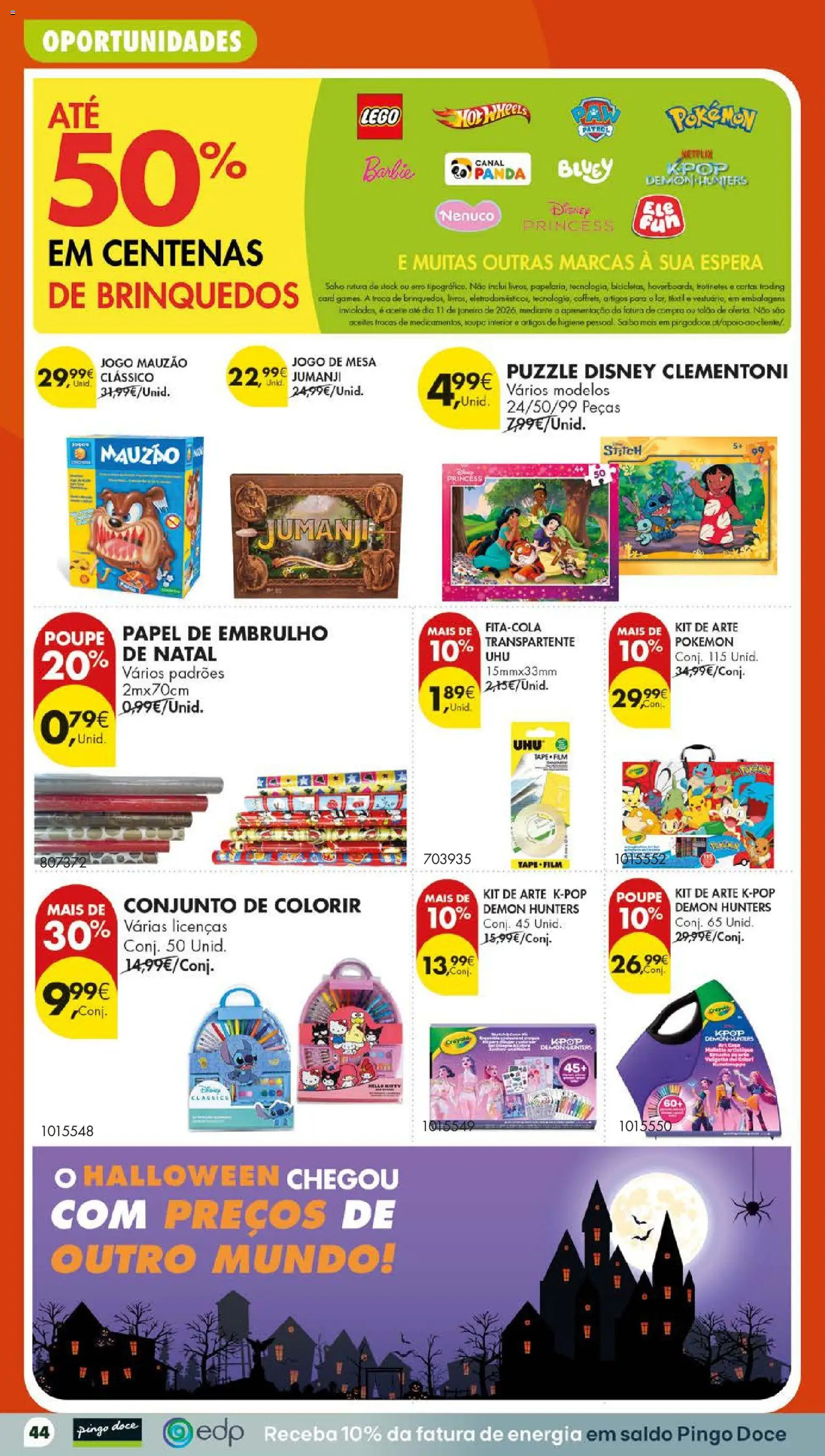 Pingo Doce folheto Poupe Este Fim de Semana │ válido de 29/10/2026 | Página: 52 | Produtos: Roupa interior, Mesa, Brinquedos, Papel de embrulho