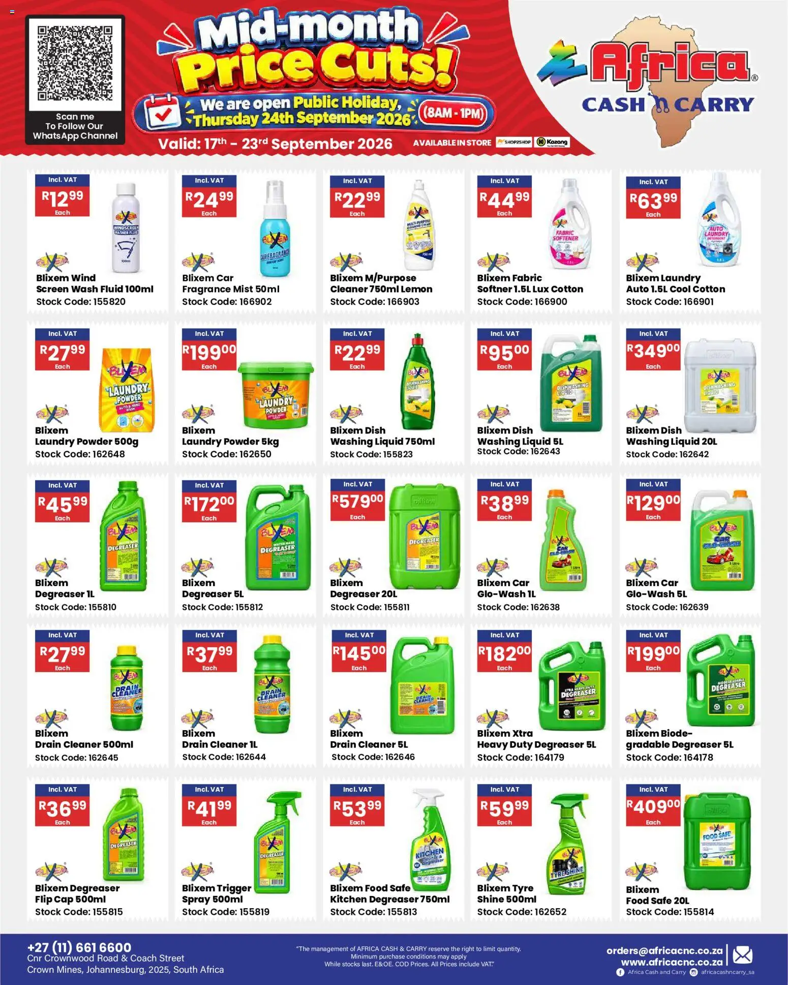 New Africa Cash & Carry catalogue – valid from 17/09/2026 | Page: 56 | Products: Softner, Powder, Stock, Lemon
