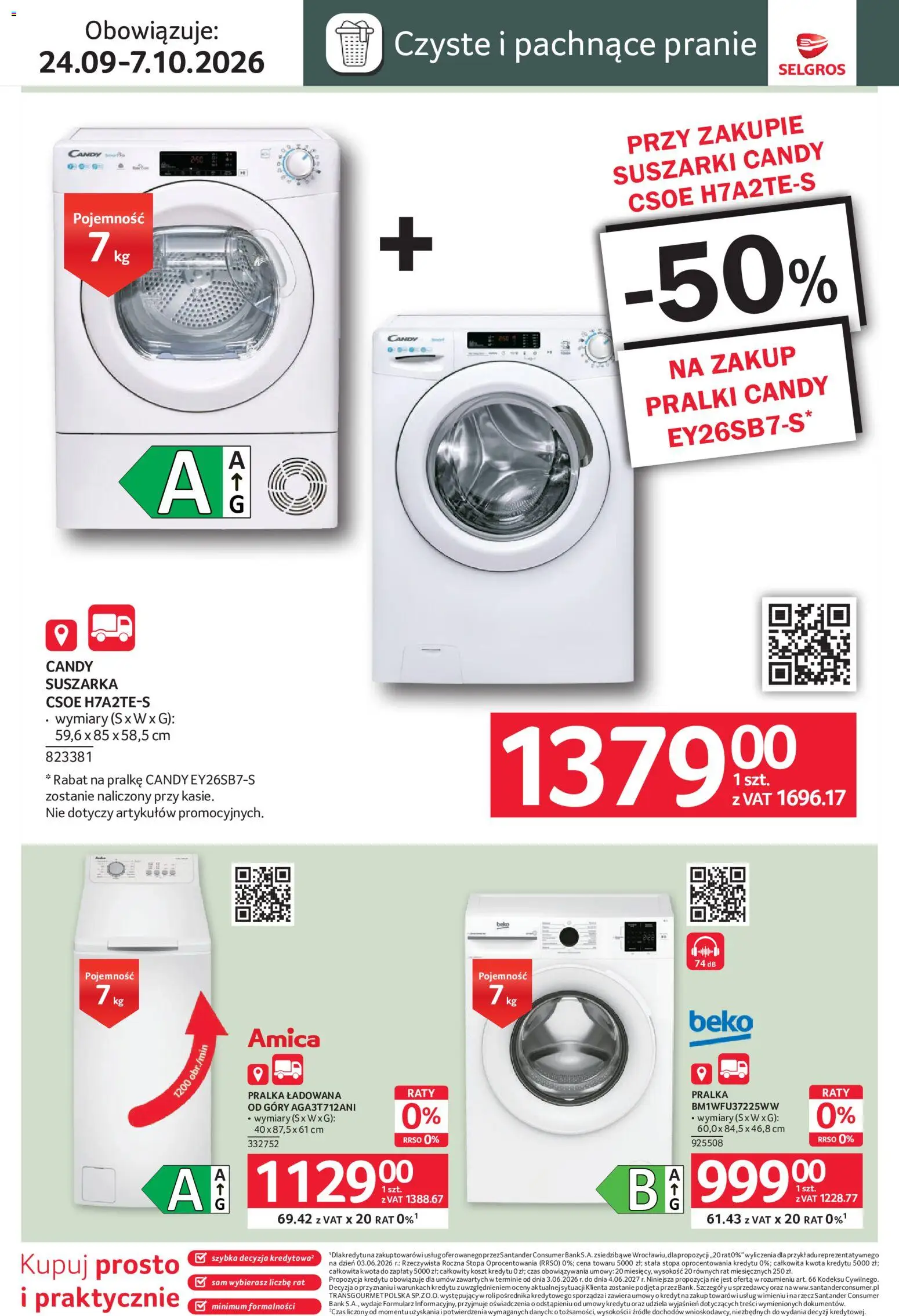 Selgros cash&carry gazetka - Home deco od 24.09.2026 | Strona: 18 | Produkty: Pralka, Suszarka, Bekon