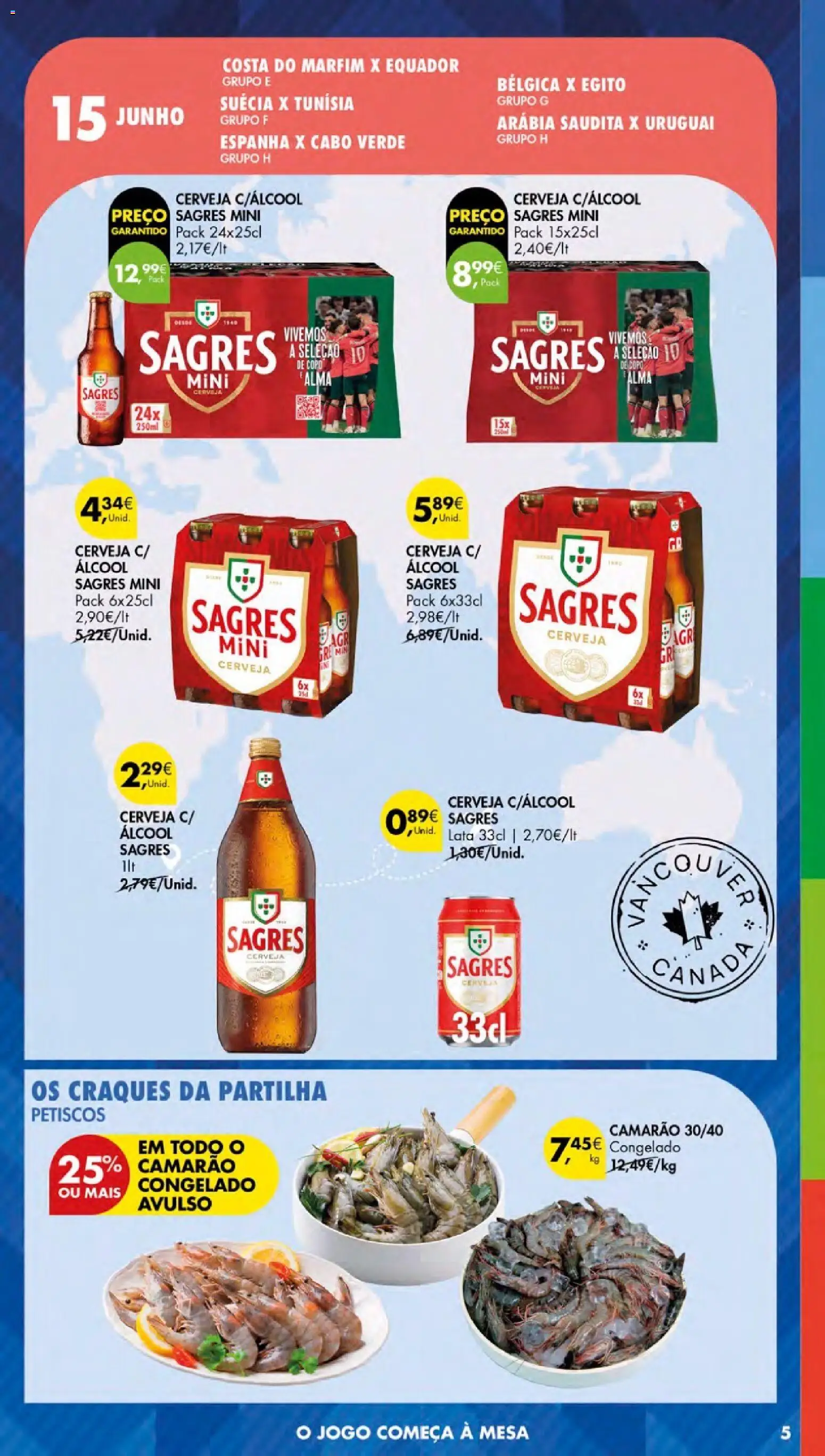 Pingo Doce Especial Bebidas e Petiscos 2026 │ válido de 11.06.2026 | Página: 5 | Produtos: Cabo, Camarão, Mesa, Cerveja
