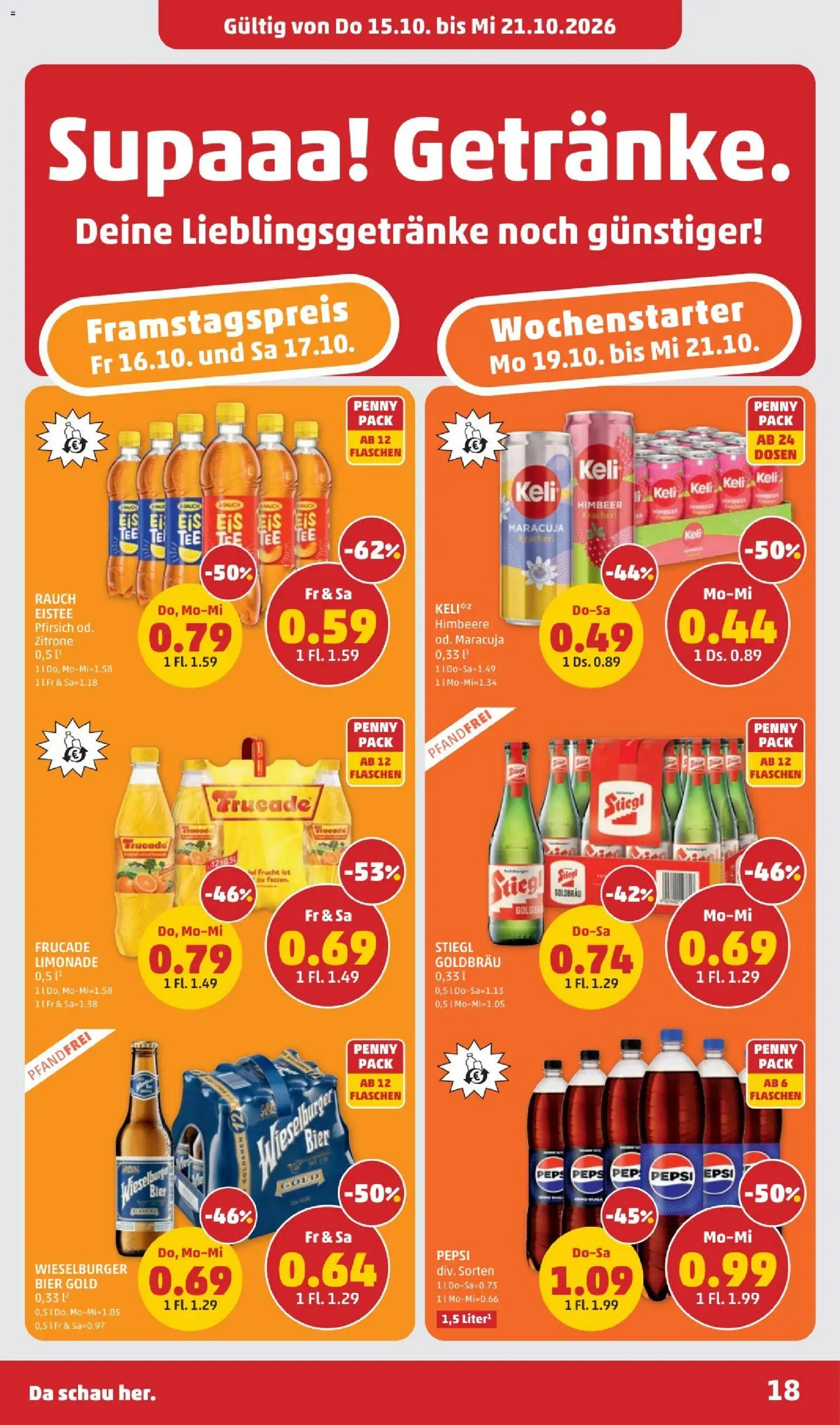 Penny Markt Flugblatt gültig ab 15.10.2026 | Seite: 20 | Produkte: Zitrone, Pfirsich, Himbeere, Bier