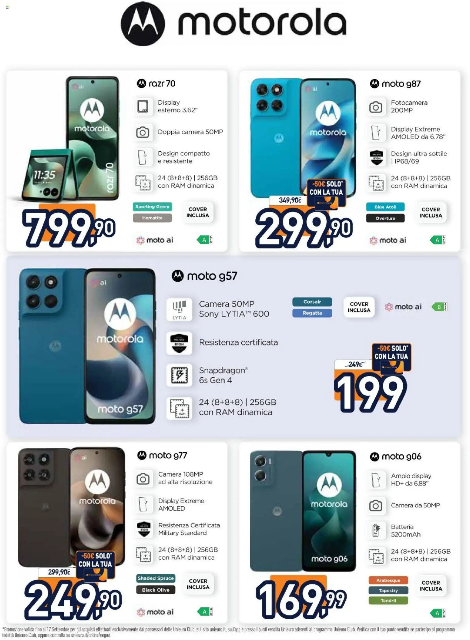 Volantino Unieuro del 07/09/2026 | Pagina: 22 | Prodotti: Olive, Fotocamera, Batteria