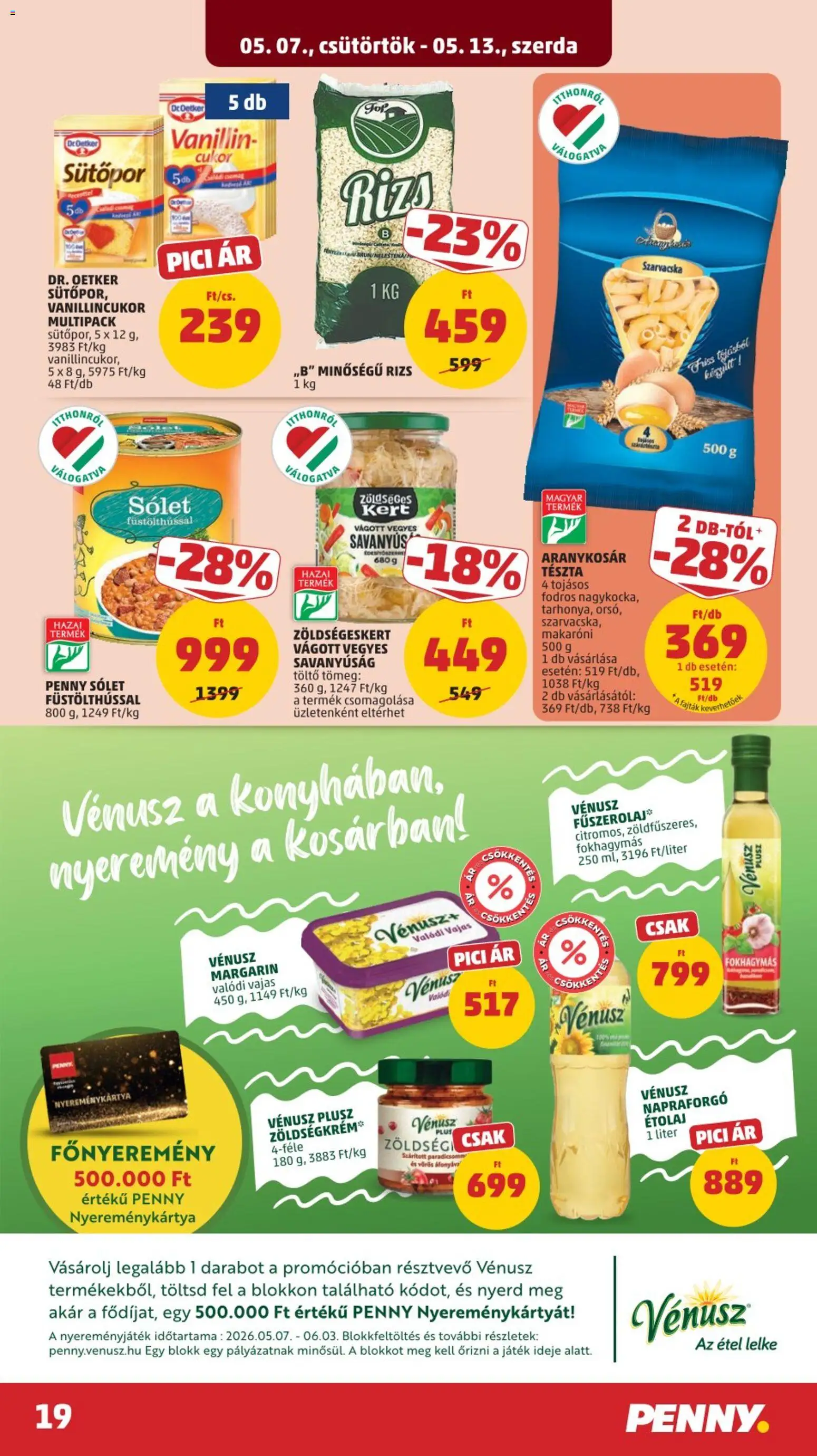 PENNY akciós ujság - amely érvényes a következő dátumtól: 07.05.2026 | Oldal: 22 | Termékek: Vanillincukor, Töltő, Paradicsom, Tészta