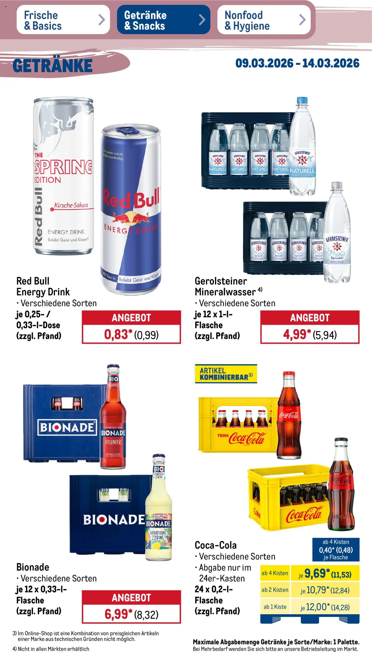 Metro Prospekt 	 – gültig ab 09.03.2026 | Seite: 30 | Produkte: Red bull, Cola, Mineralwasser, Zitrone