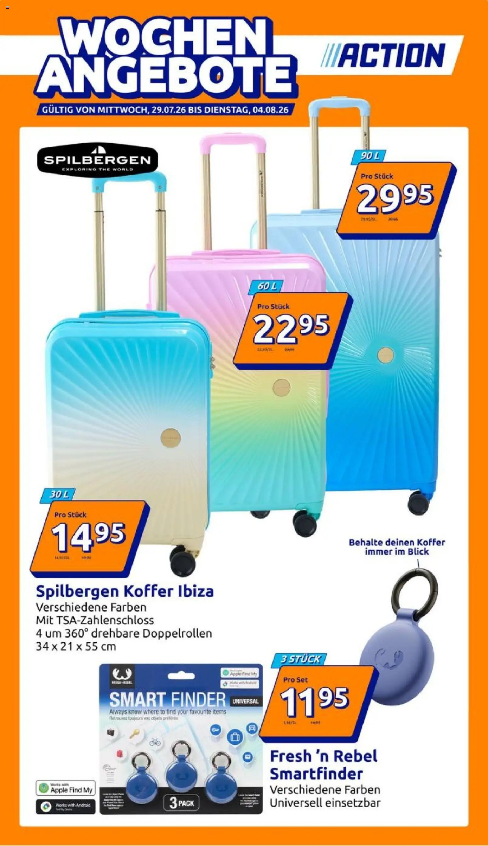 Action Flugblatt gültig ab 29.07.2026 | Seite: 1 | Produkte: Koffer, Apple