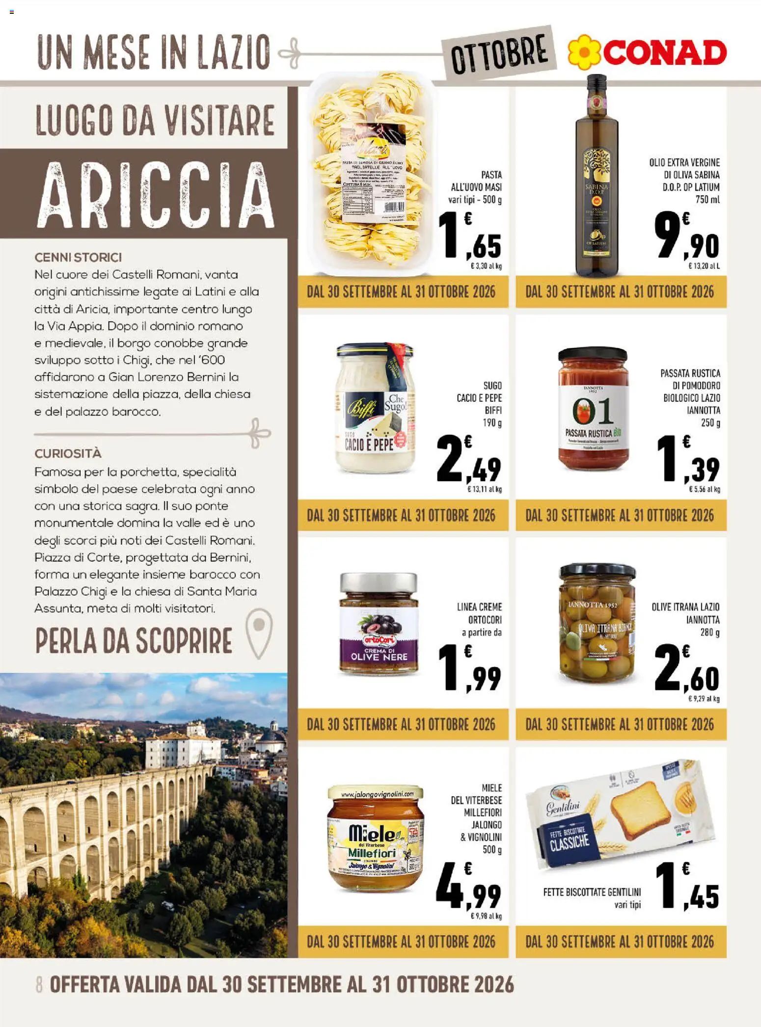 Volantino Spazio Conad del 30/09/2026 | Pagina: 8 | Prodotti: Tagliatelle, Pepe, Olio, Miele
