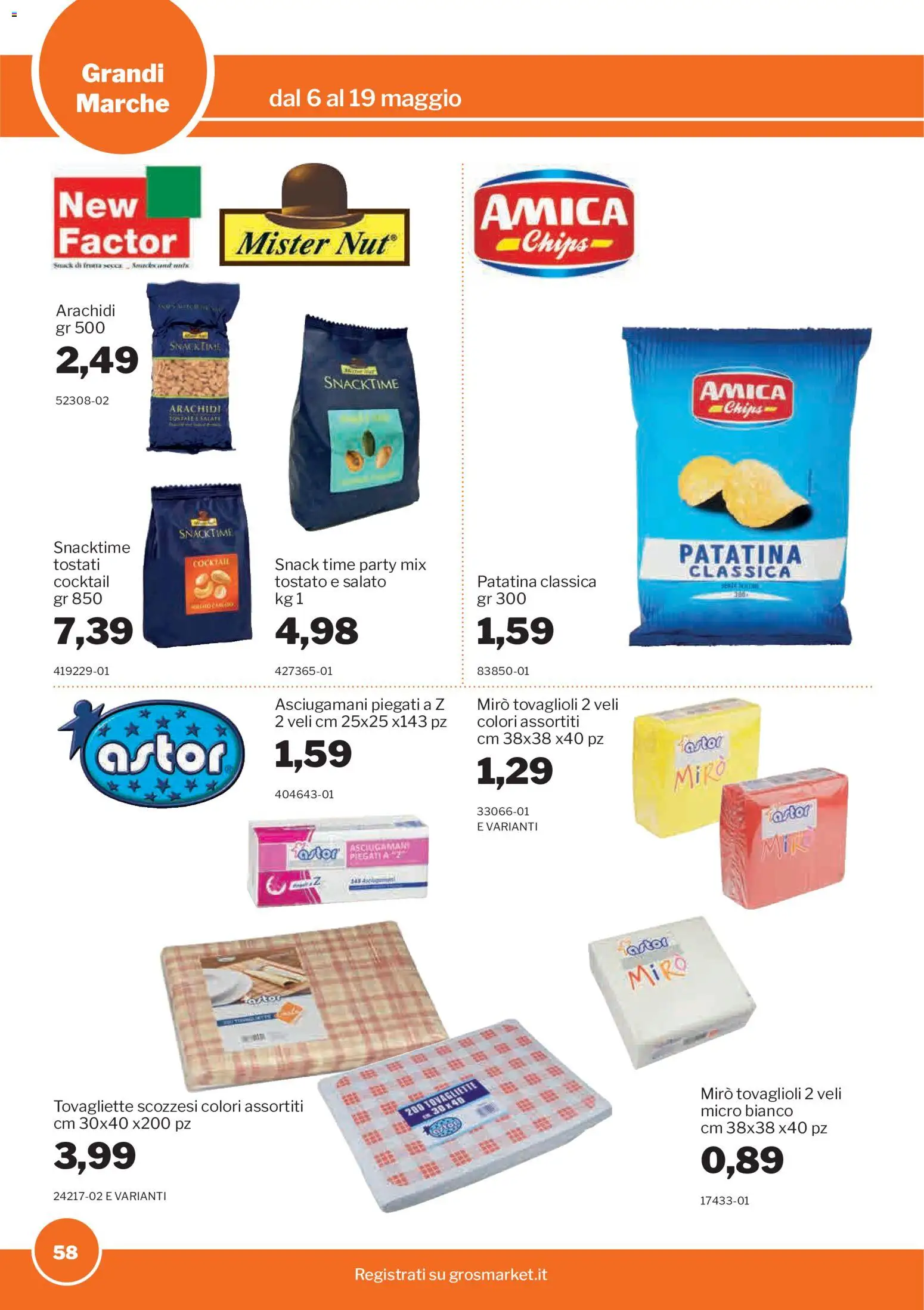 Volantino Sogegross del 06.05.2026 | Pagina: 58 | Prodotti: Arachidi, Tovagliette