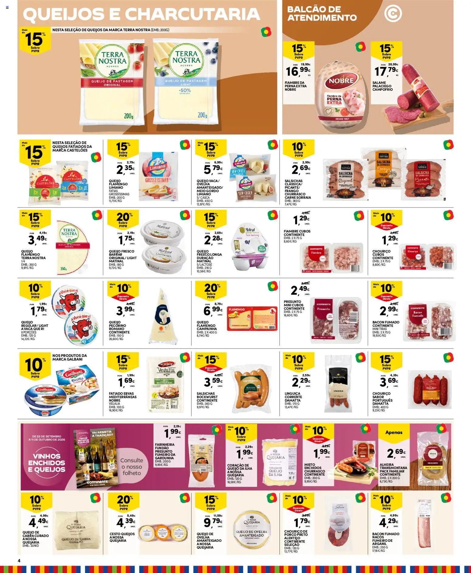 Continente folheto Açores │ válido de 06/10/2026 | Página: 4 | Produtos: Fiambre, Queijo de ovelha, Presunto, Alheira