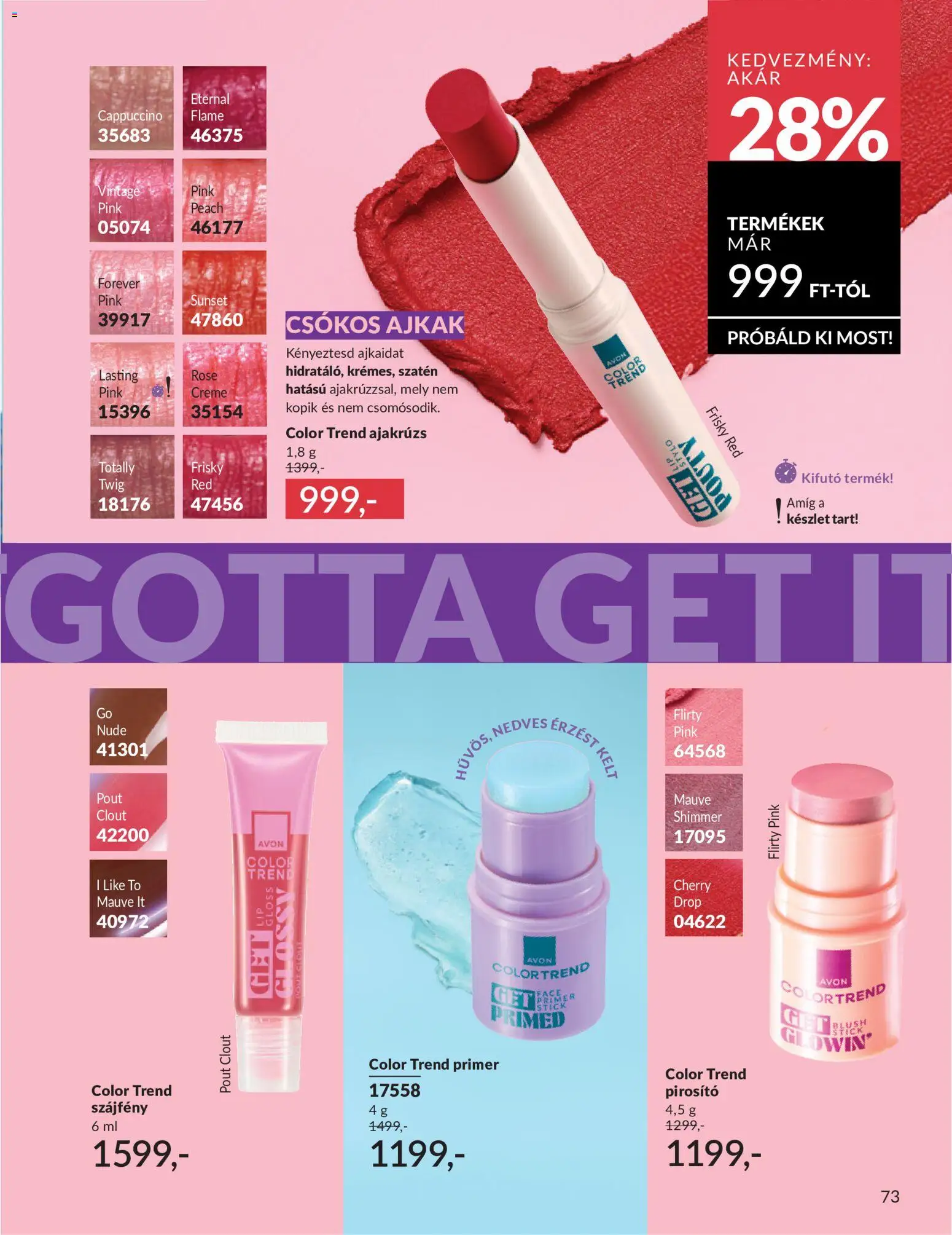 Avon akciós ujság - amely érvényes a következő dátumtól: 01.06.2026 | Oldal: 91 | Termékek: Cappuccino, Pirosító, Ajakrúzs, Szájfény