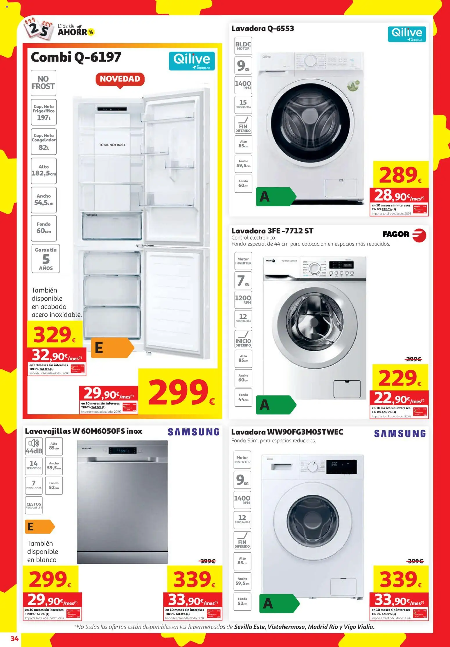 Alcampo HG Unico │ válido desde el 08/10/2026 | Página: 34 | Productos: Congelador, Lavadora, Lavavajillas, Combi