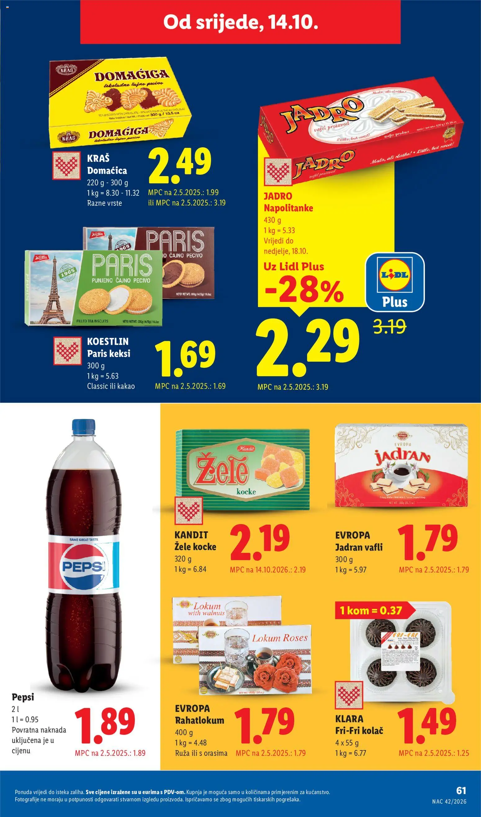 Lidl katalog | vrijedi od 12.10.2026 | Stranica: 61 | Proizvodi: Zele kocke, Napolitanke, Vafli, Ruza