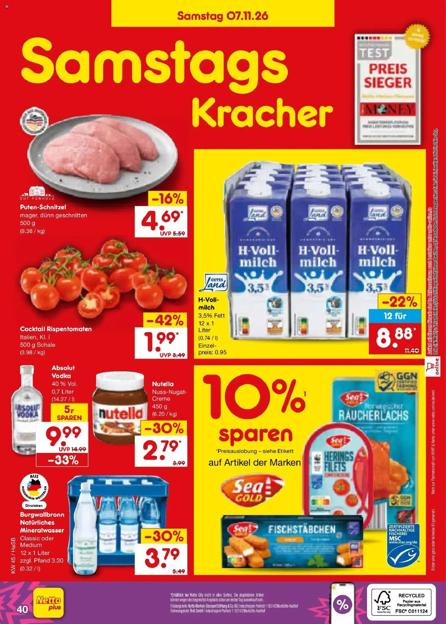 Netto Marken-Discount Prospekt Unna – gültig ab 02.11.2026 | Seite: 60 | Produkte: Mineralwasser, Nutella, Räucherlachs, Fischstabchen