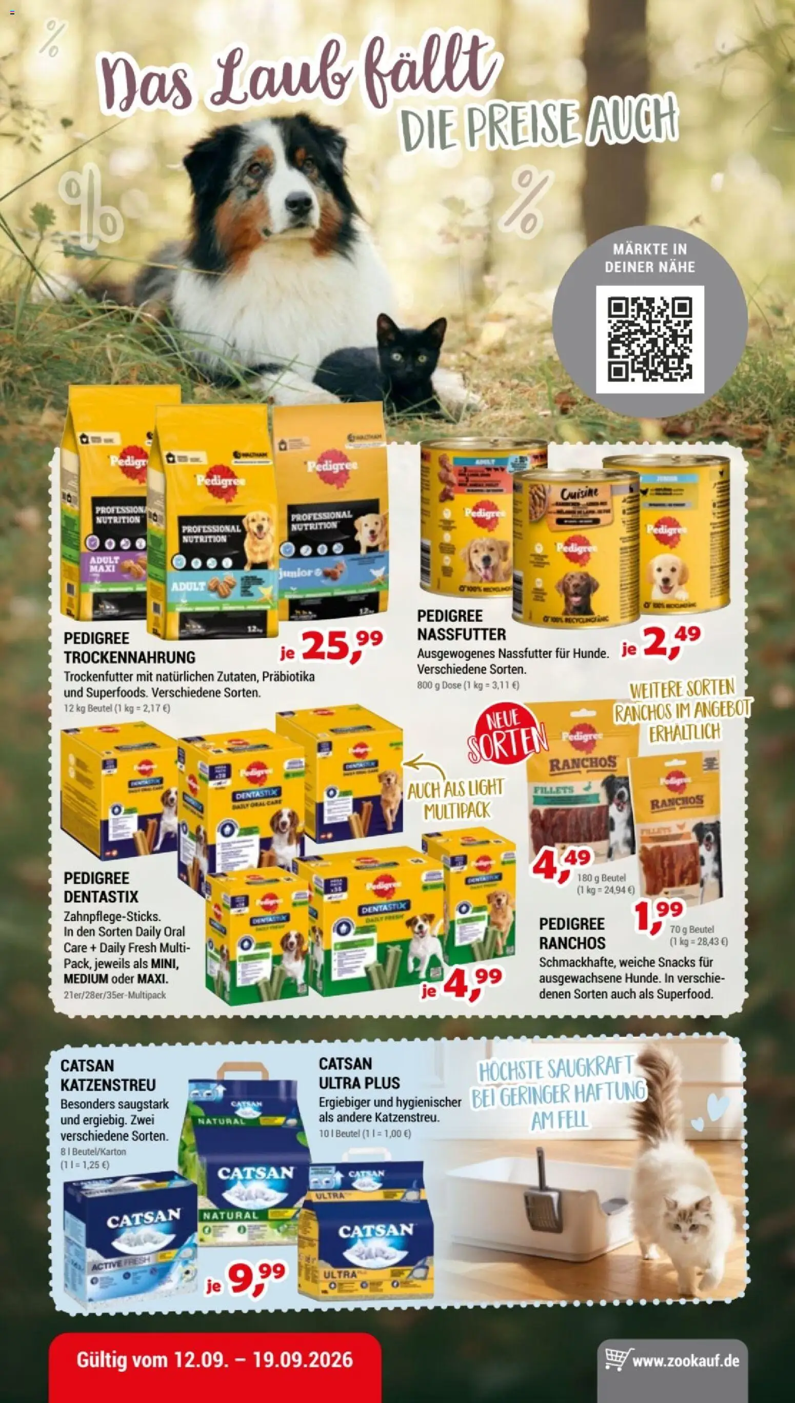 zookauf Prospekt – gültig ab 12.09.2026 | Seite: 1 | Produkte: Catsan, Pedigree
