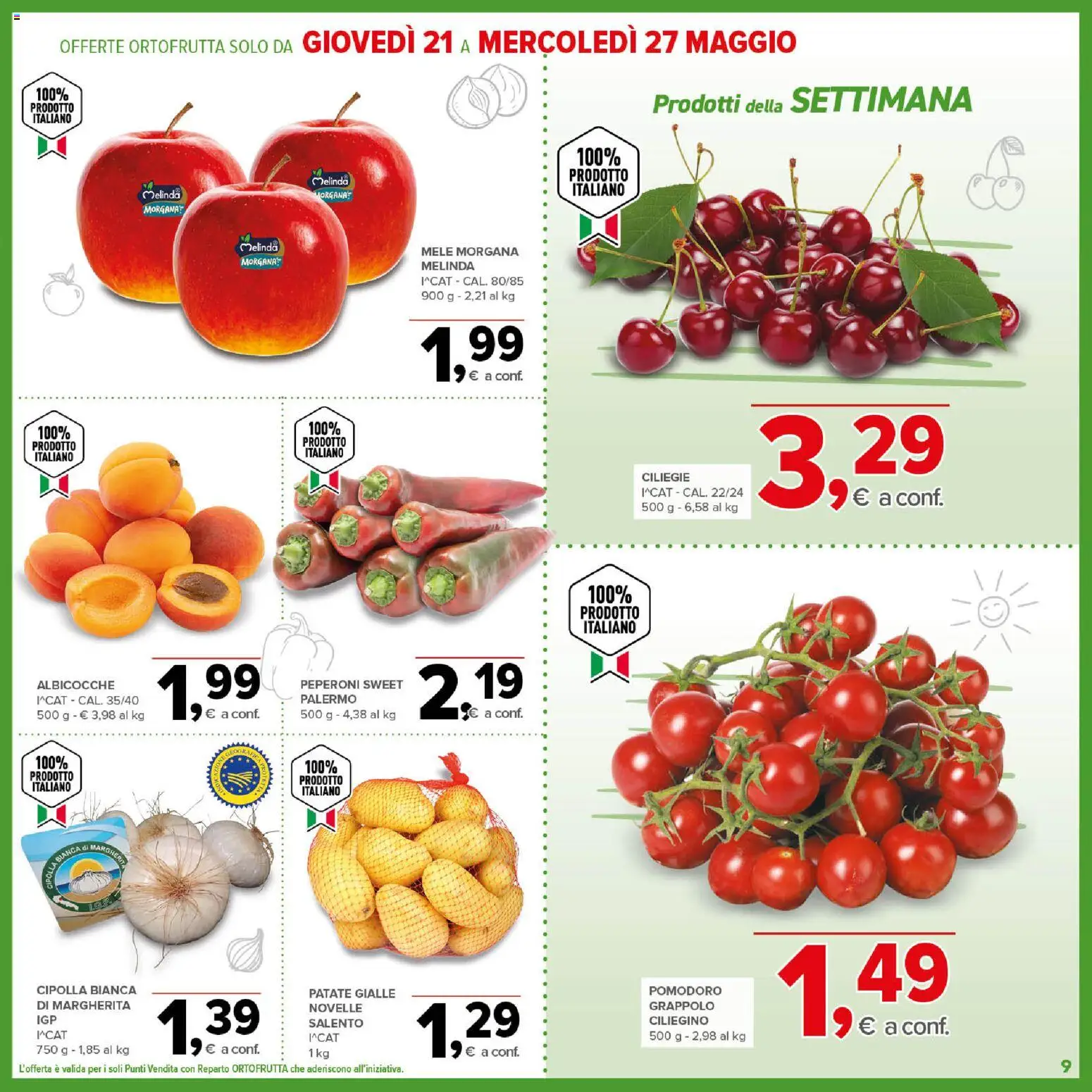 Volantino Todis del 14.05.2026 | Pagina: 9 | Prodotti: Mele, Peperoni, Patate, Pomodoro