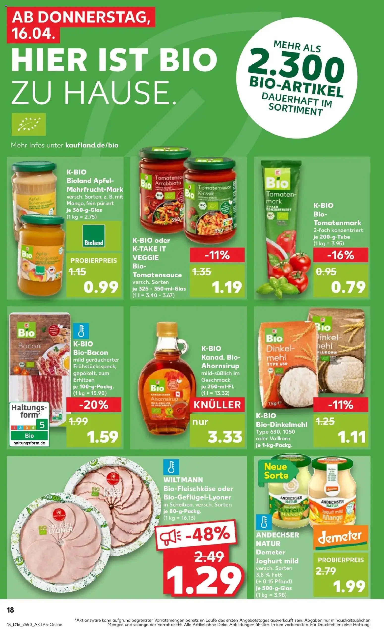 Kaufland Prospekt Horb Am Neckar	 – gültig ab 13.04.2026 | Seite: 30 | Produkte: Mehl, Joghurt, Tomaten, Mango