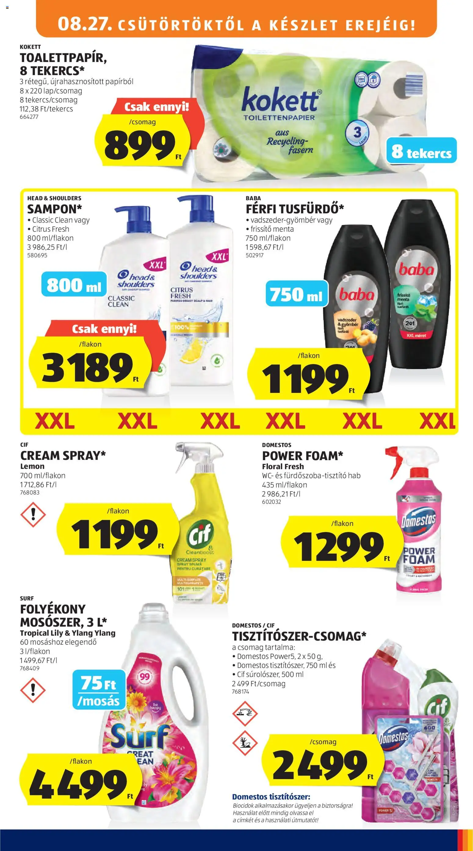 Aldi akciós ujság - amely érvényes a következő dátumtól: 2026.08.27. | Oldal: 15 | Termékek: Cif, Menta, WC, Gél