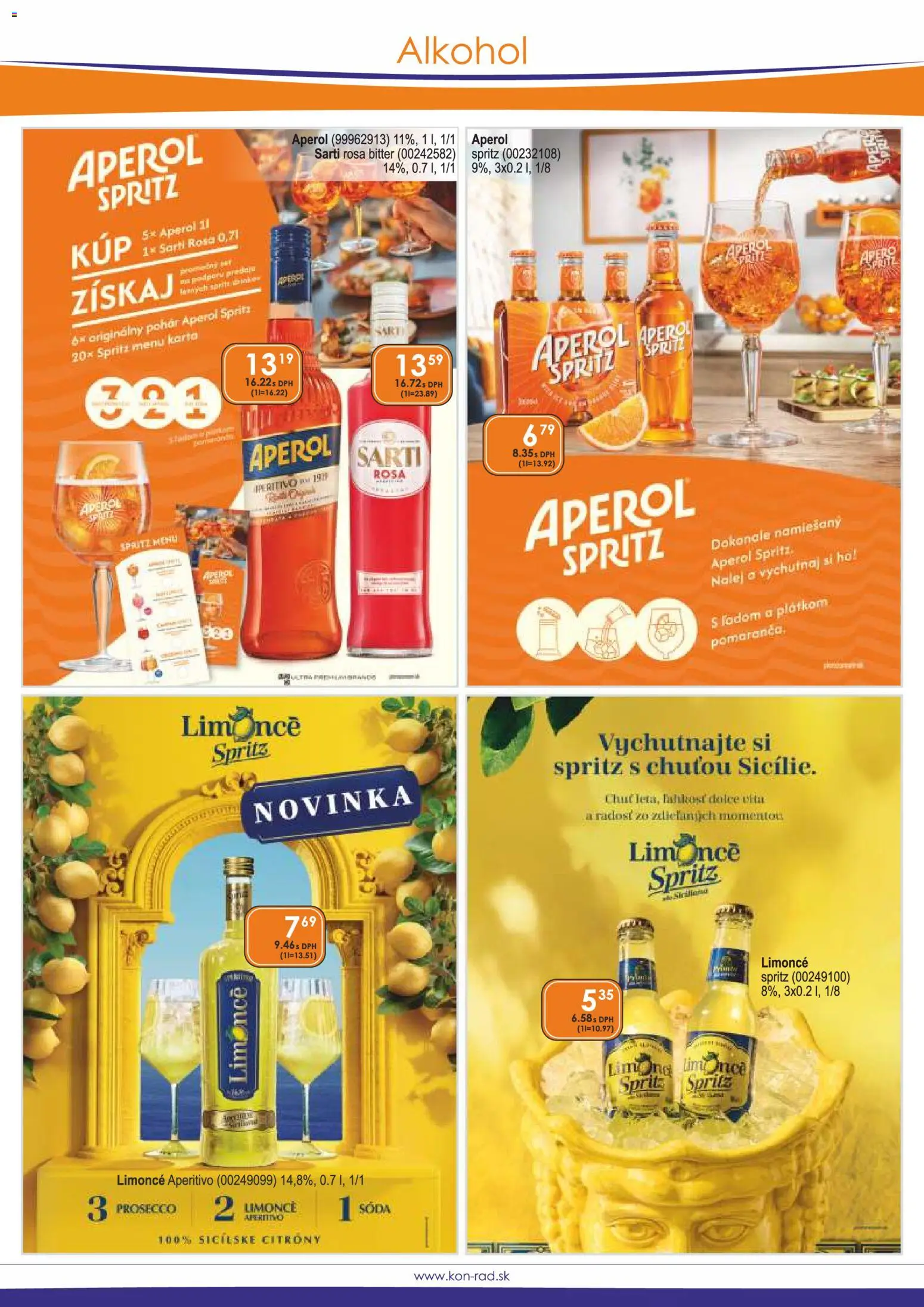 Nové KON - RAD akcie – leták je platný od 01.08.2026 | Strana: 5 | Produkty: Prosecco, Aperol Spritz, Citróny, Aperol