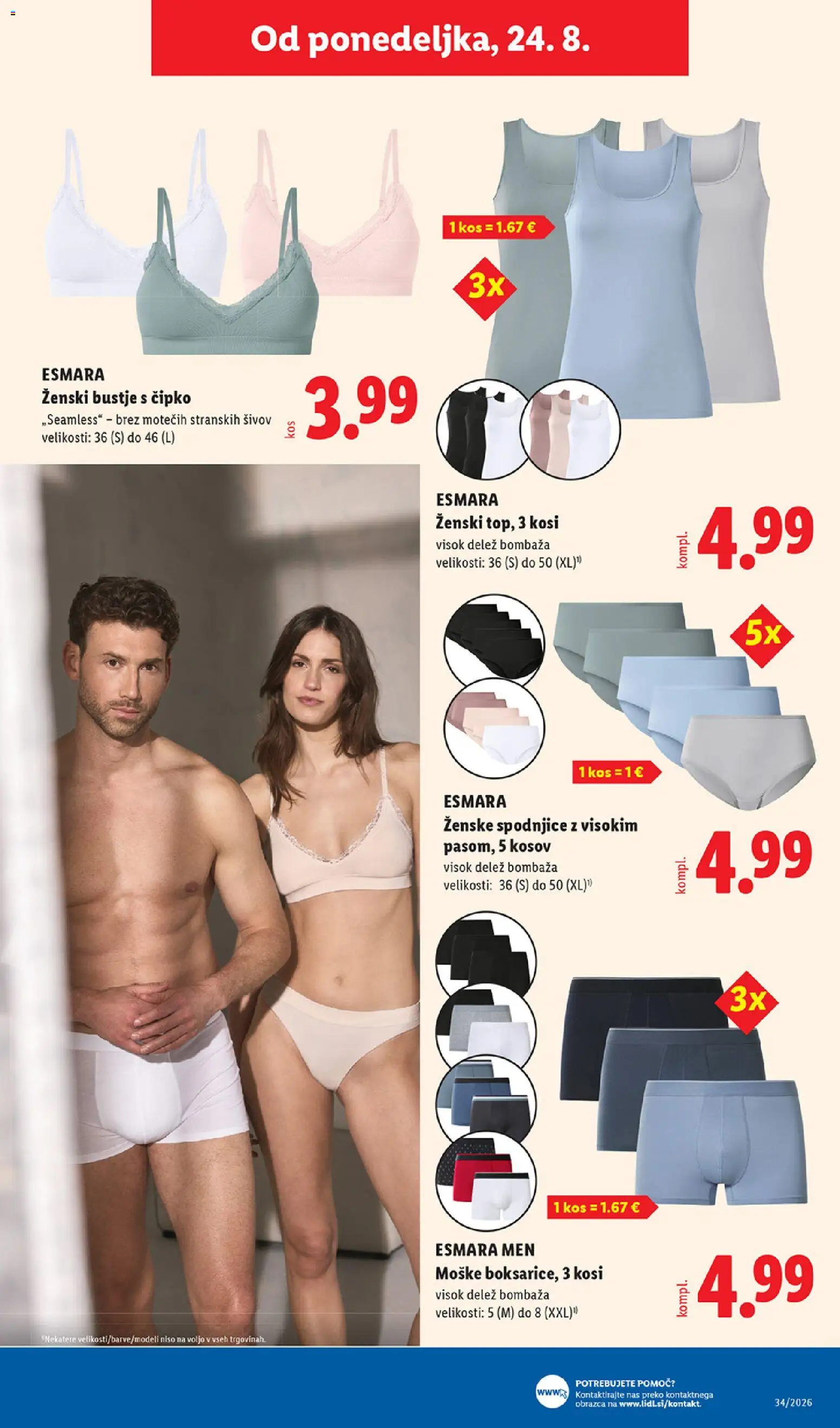 Novi Lidl katalog ponudbe – veljaven od 20.08.2026 | Stran: 51 | Izdelki: Spodnjice, Kos