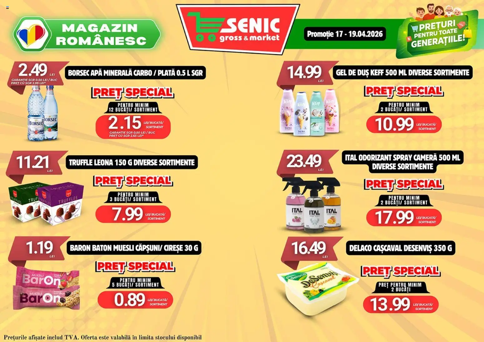 Noul catalog Senic – valabil de la 13.04.2026 | Pagină: 7 | Produse: Light Kedi Konservesi, Yazı tahtası kalemi, Cireșe, Apă