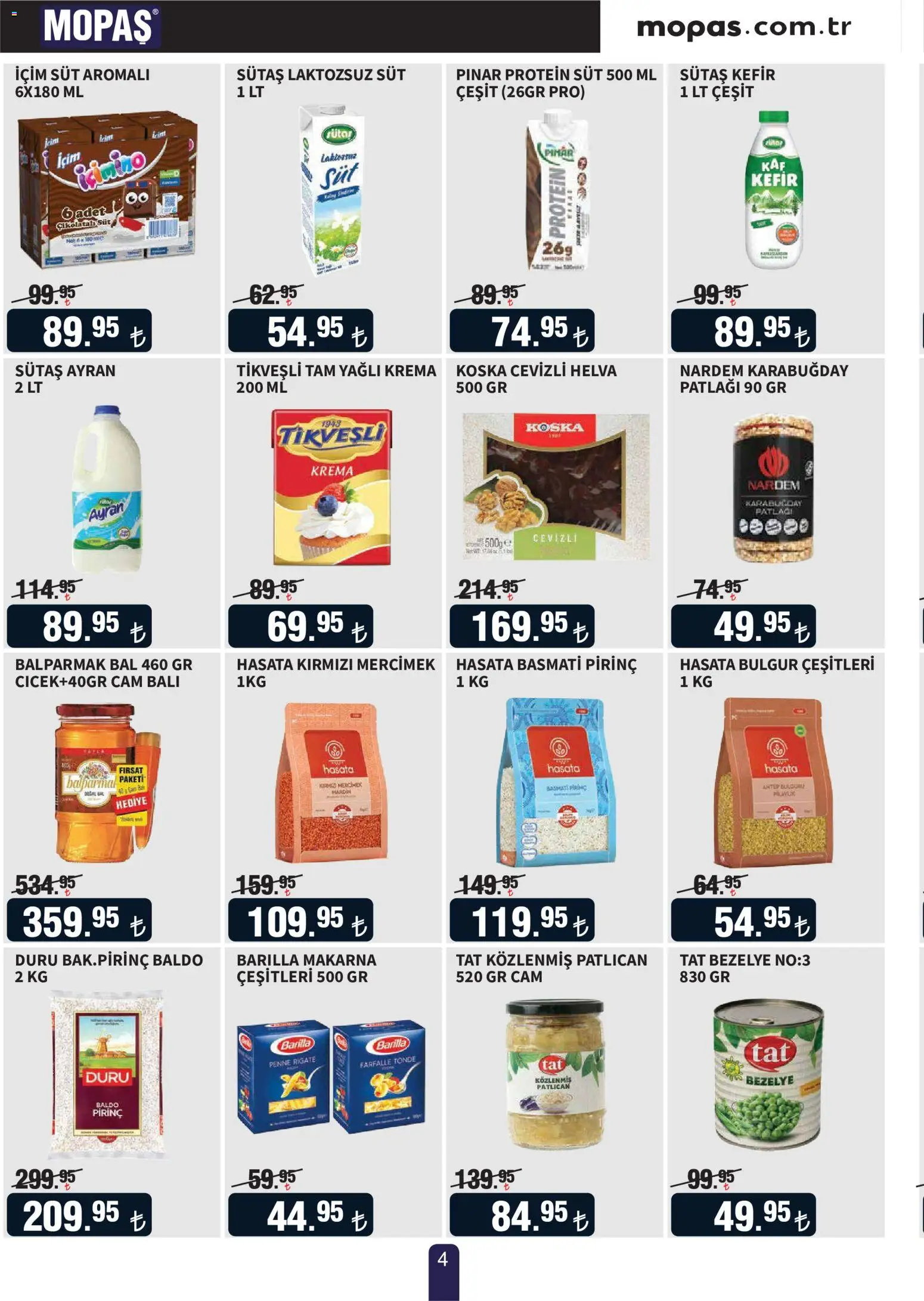 Mopaş Katalog - 15 Ağustos 2026 tarihinden itibaren geçerlidir | Sayfa: 4 | Ürünler: Kefir, Süt, Makarna, Krema