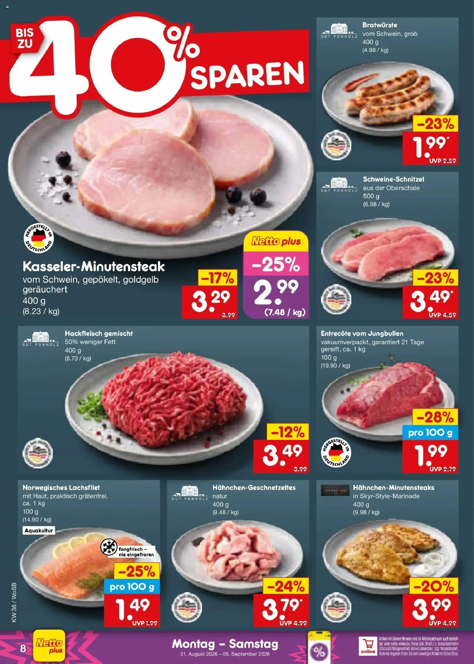 Netto Marken-Discount Prospekt Mannheim (ab 31.08.2026) » Angebote | Seite: 10 | Produkte: Entrecote, Hackfleisch