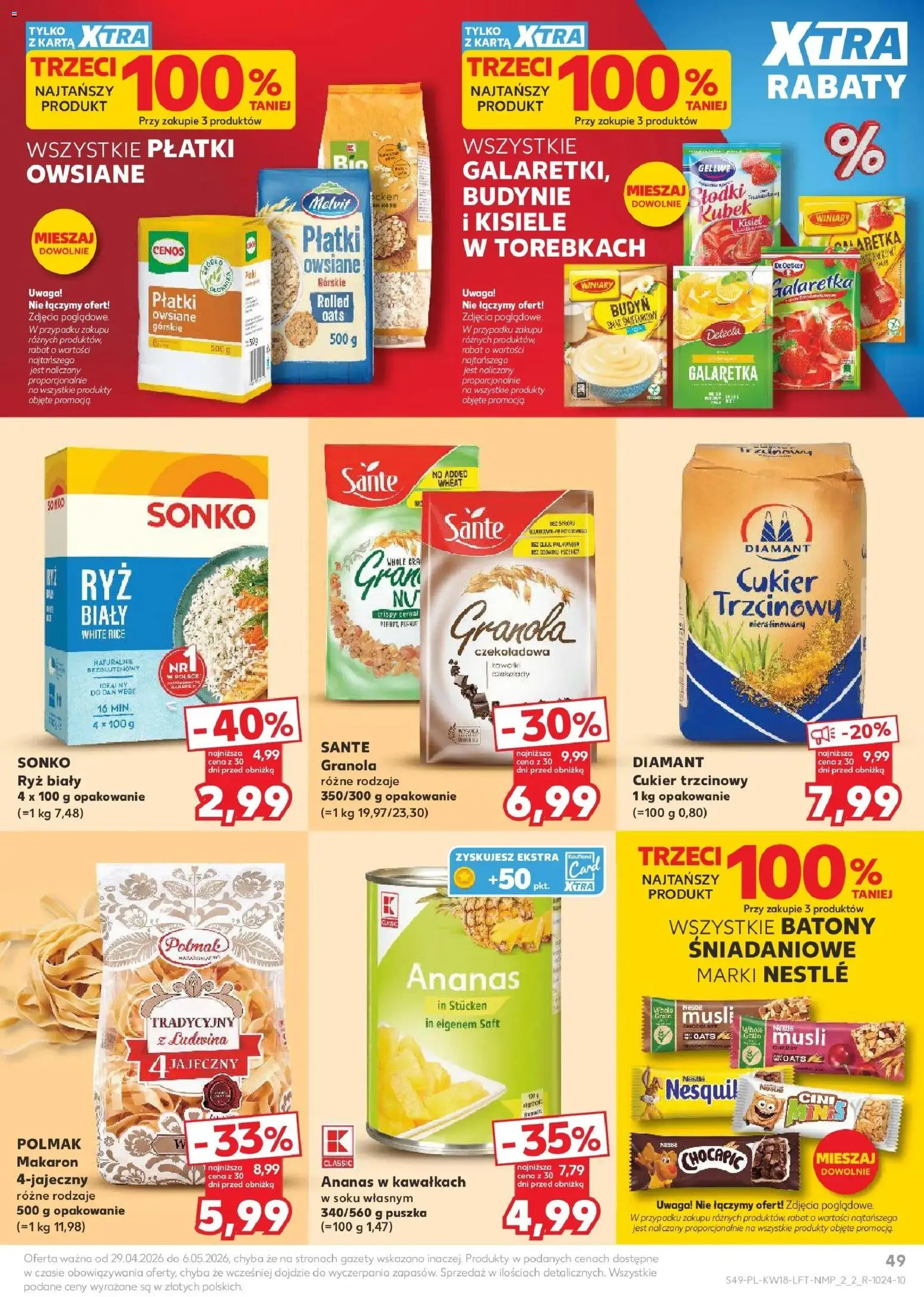 Kaufland gazetka od 29.04.2026 | Strona: 49 | Produkty: Czekoladowa, Galaretka, Granola, Cukier biały