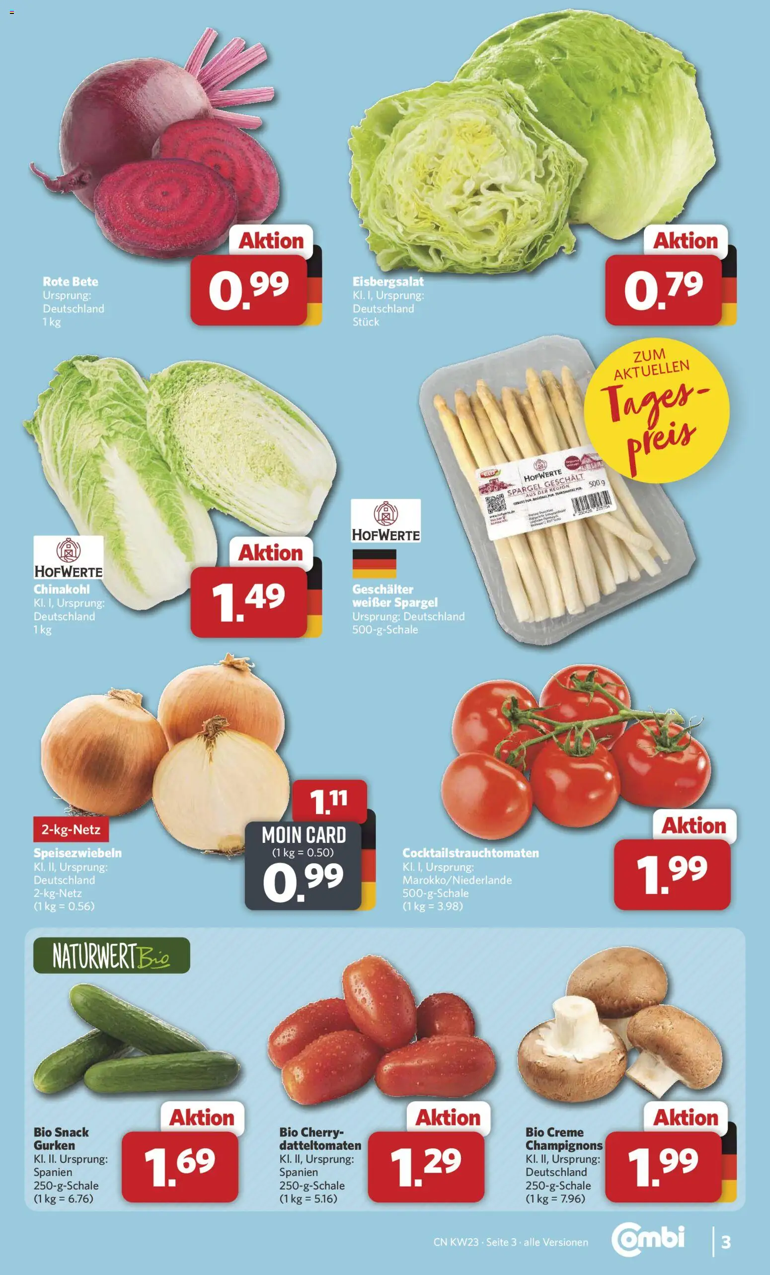 Combi Prospekt – gültig ab 01.06.2026 | Seite: 3 | Produkte: Eisbergsalat, Creme, Champignons, Gurken