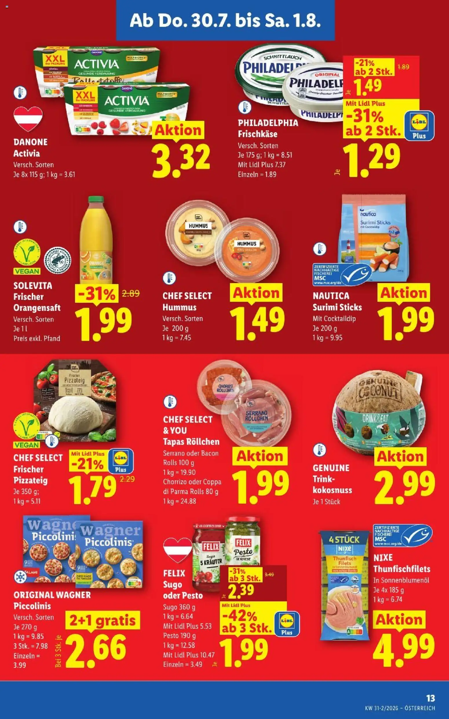 Lidl - Flugblatt gültig ab 30.07.2026 | Seite: 15 | Produkte: Käse, Salami, Pizza