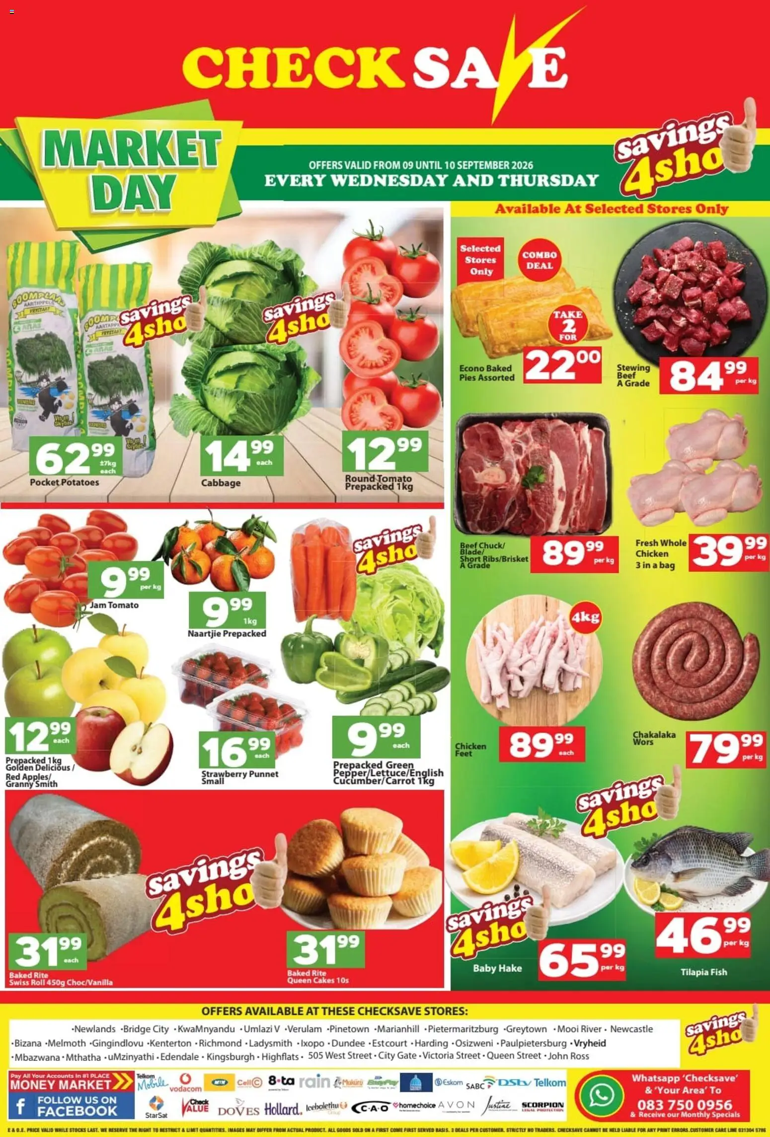 New Check Save catalogue – valid from 09/09/2026 | Page: 2 | Products: Jam, Tilapia, Fish, Beef