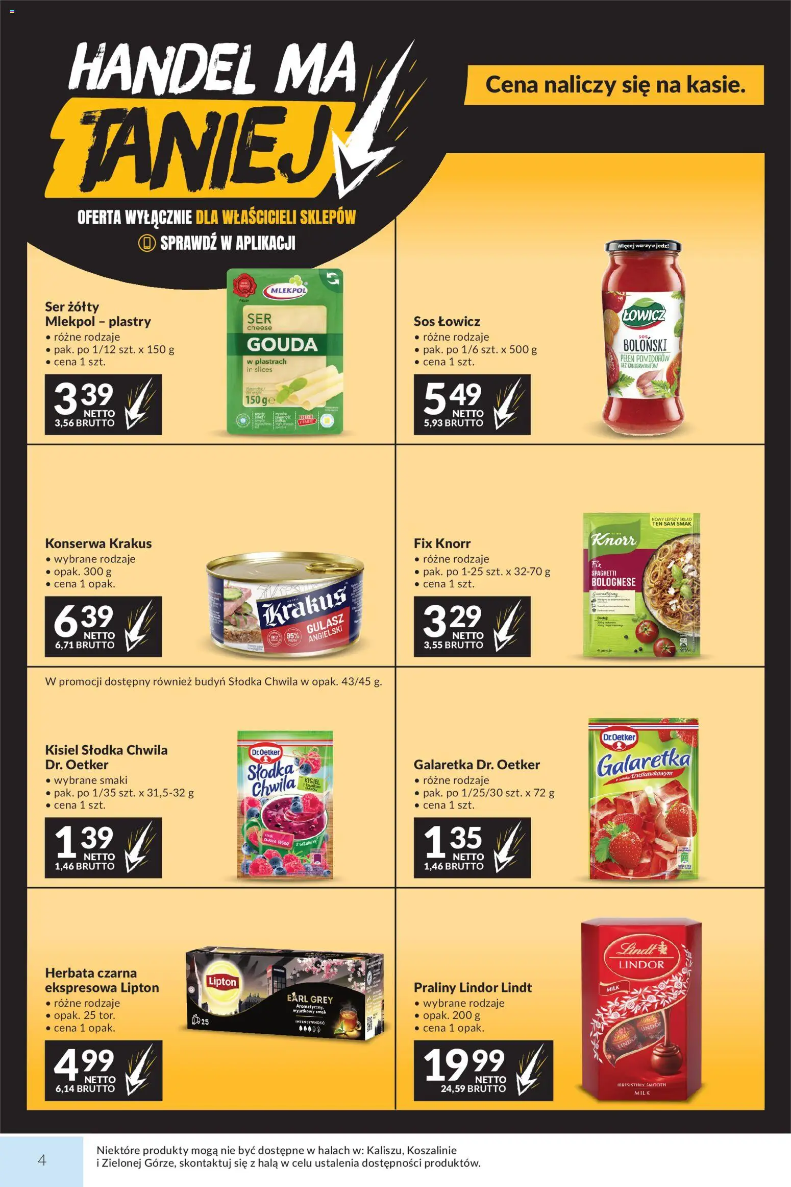 Makro gazetka od 01.09.2026 | Strona: 4 | Produkty: Ser żółty, Kisiel, Lindor, Herbata