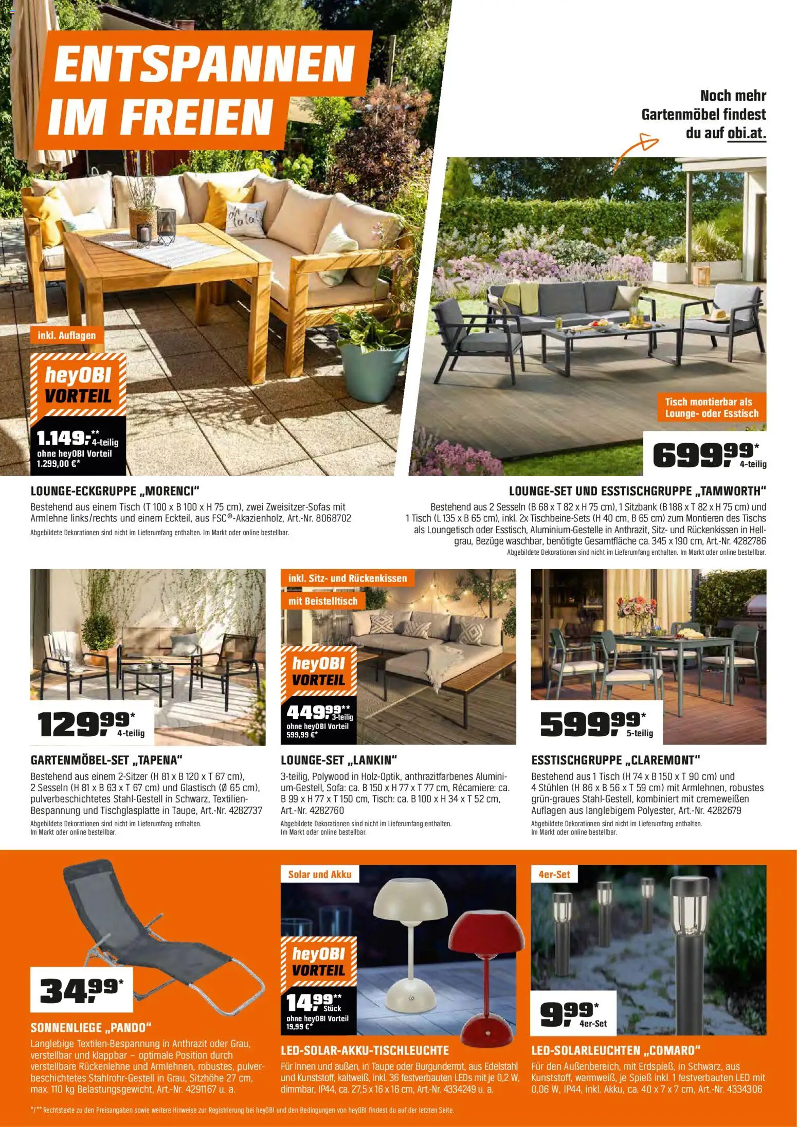 OBI Flugblatt gültig ab 01.05.2026 | Seite: 4 | Produkte: Sofa, Tisch, Gartenmöbel