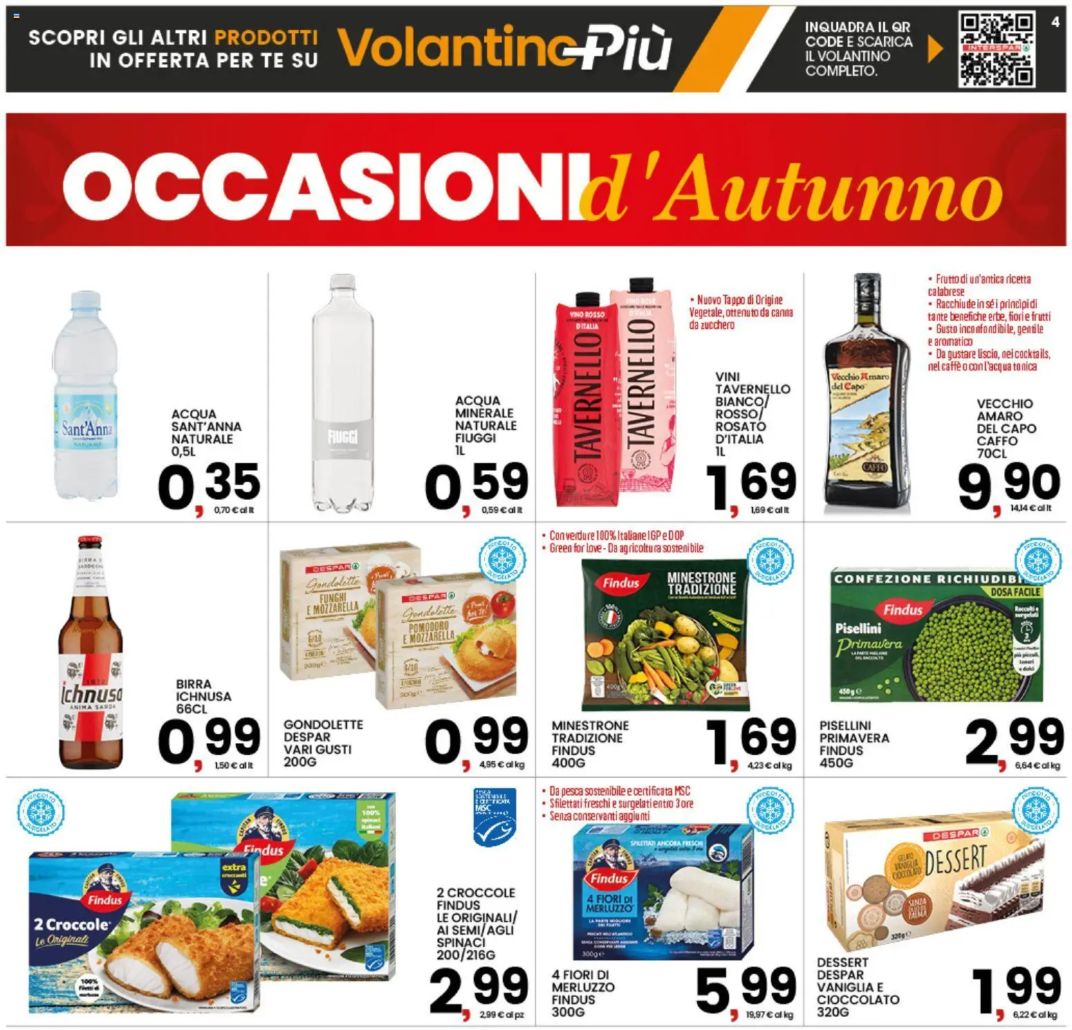Volantino Interspar del 01/10/2026 | Pagina: 4 | Prodotti: Mozzarella, Vino, Dessert, Amaro
