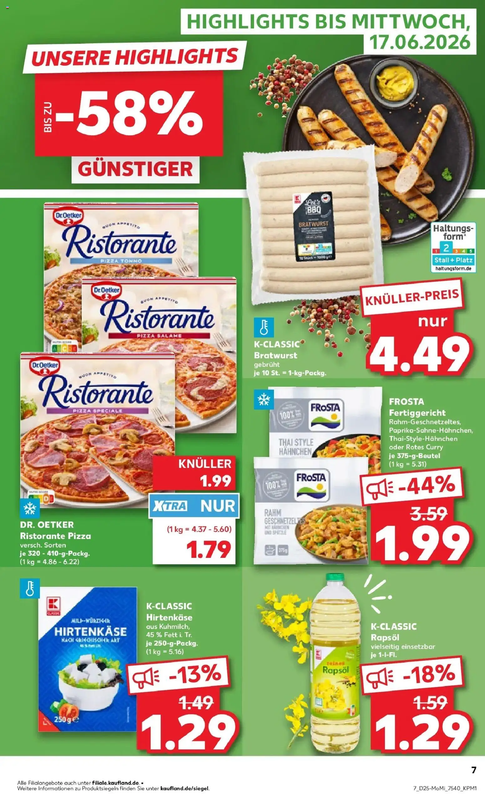 Kaufland Prospekt Chemnitz – gültig ab 15.06.2026 | Seite: 9 | Produkte: Ristorante, Rapsöl, Bratwurst, Pizza