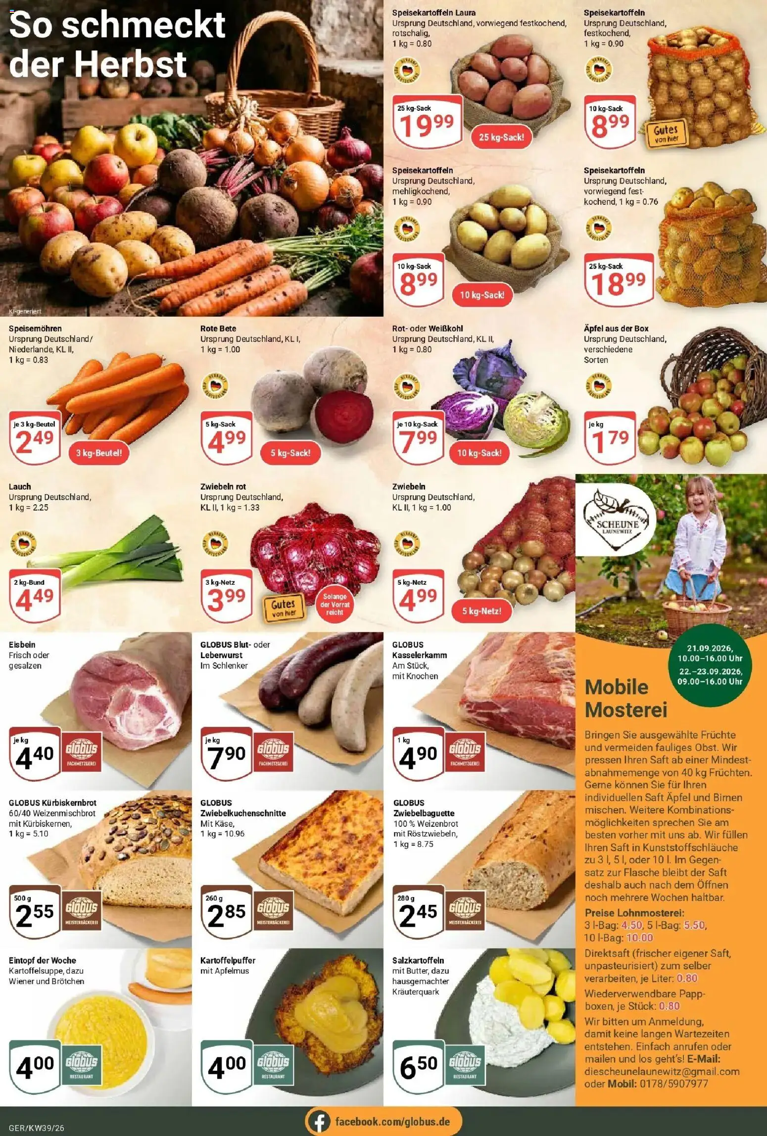 Globus Prospekt Gera (ab 21.09.2026) » Angebote online | Seite: 4 | Produkte: Zwiebeln, Apfelmus, Lauch, Uhr
