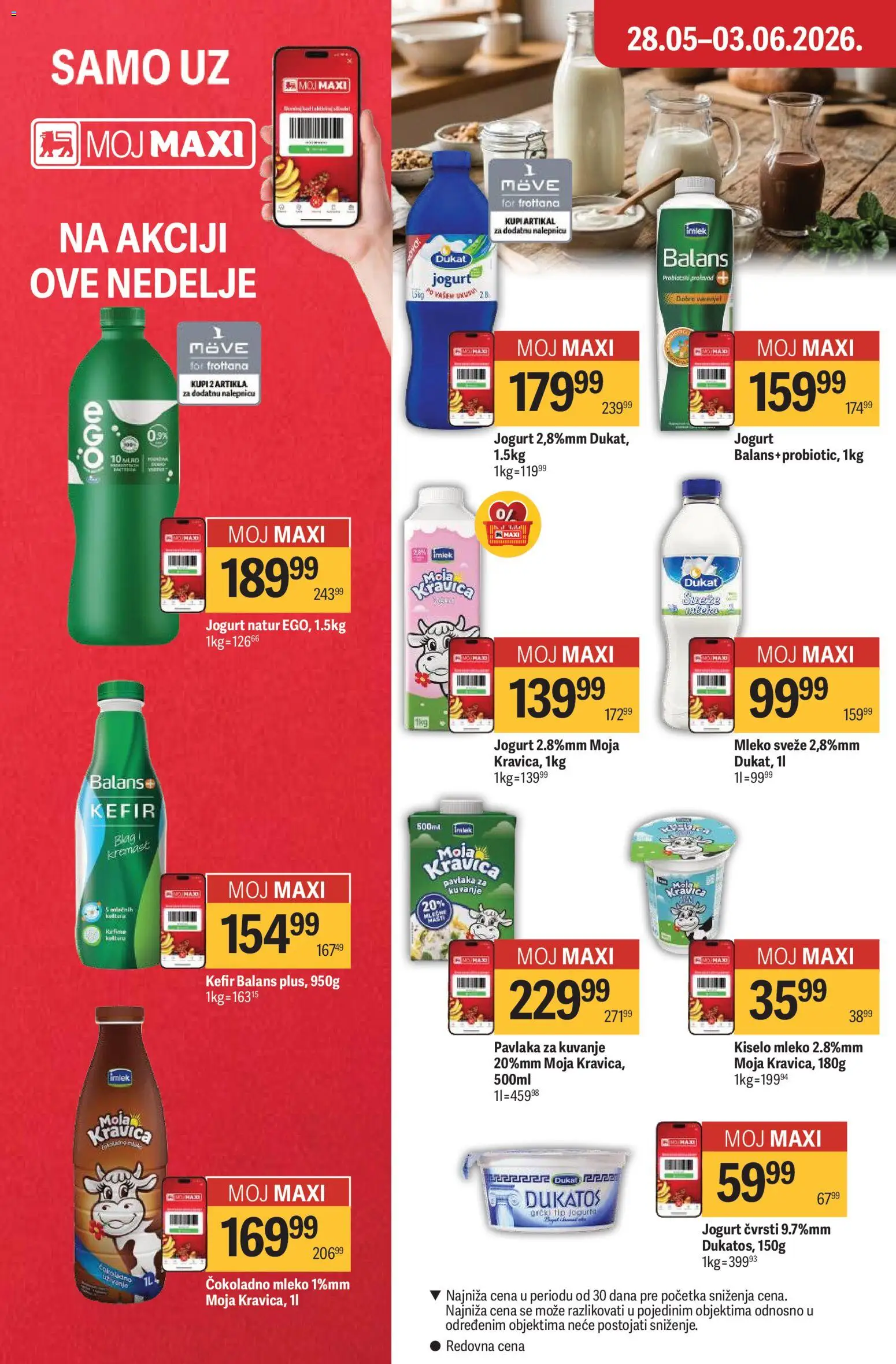 Maxi katalog - važi od 28.05.2026 | Strana: 20 | Proizvode: Čokoladno mleko, Kiselo mleko, Dukatos, Pavlaka