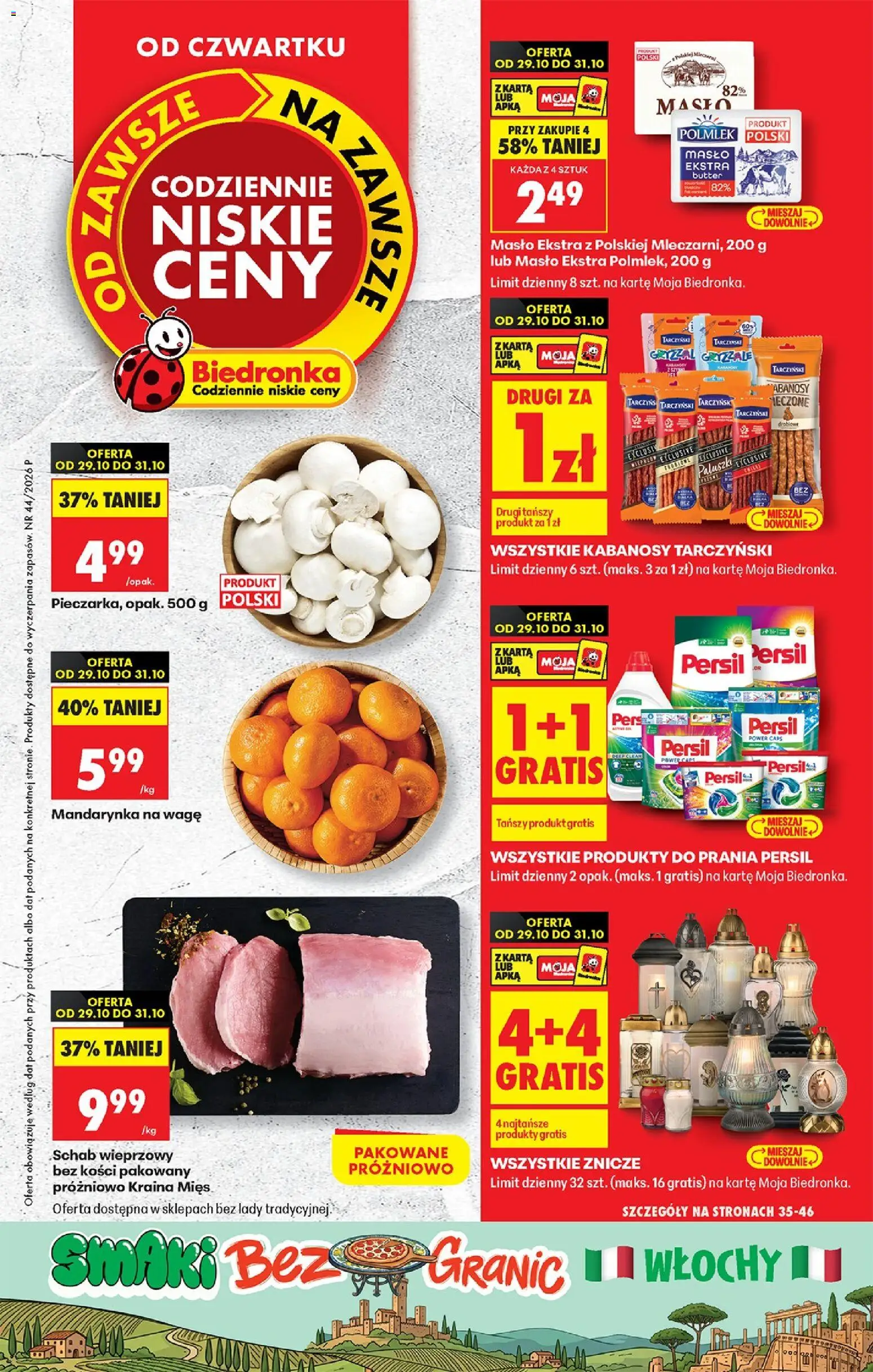 Biedronka gazetka od czwartku od 29.10.2026 | Strona: 1 | Produkty: Kraina mięs, Kabanos, Znicze, Detergent