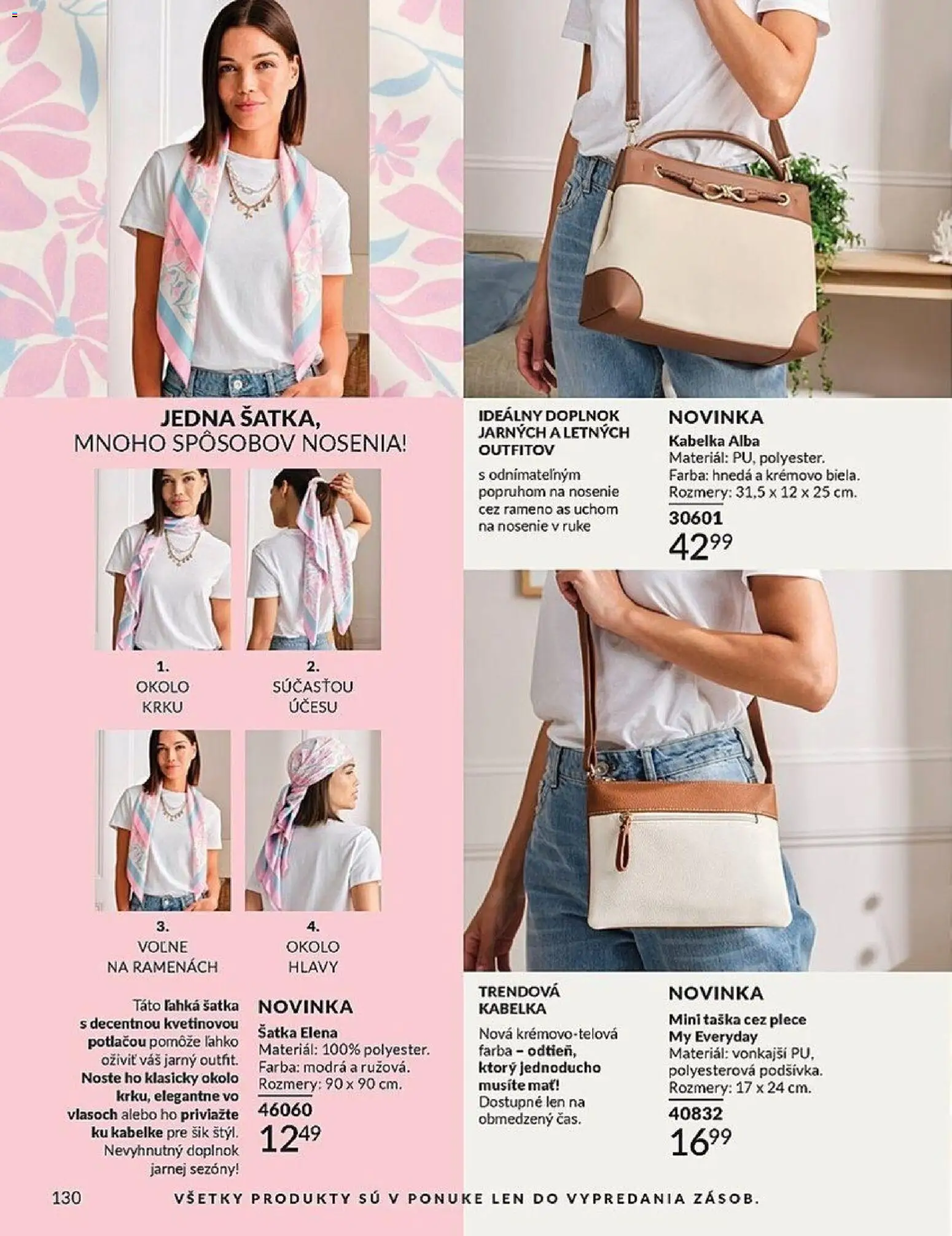 Nové Avon akcie – leták je platný od 01.06.2026 | Strana: 130 | Produkty: Kabelka, Šatka, Taška