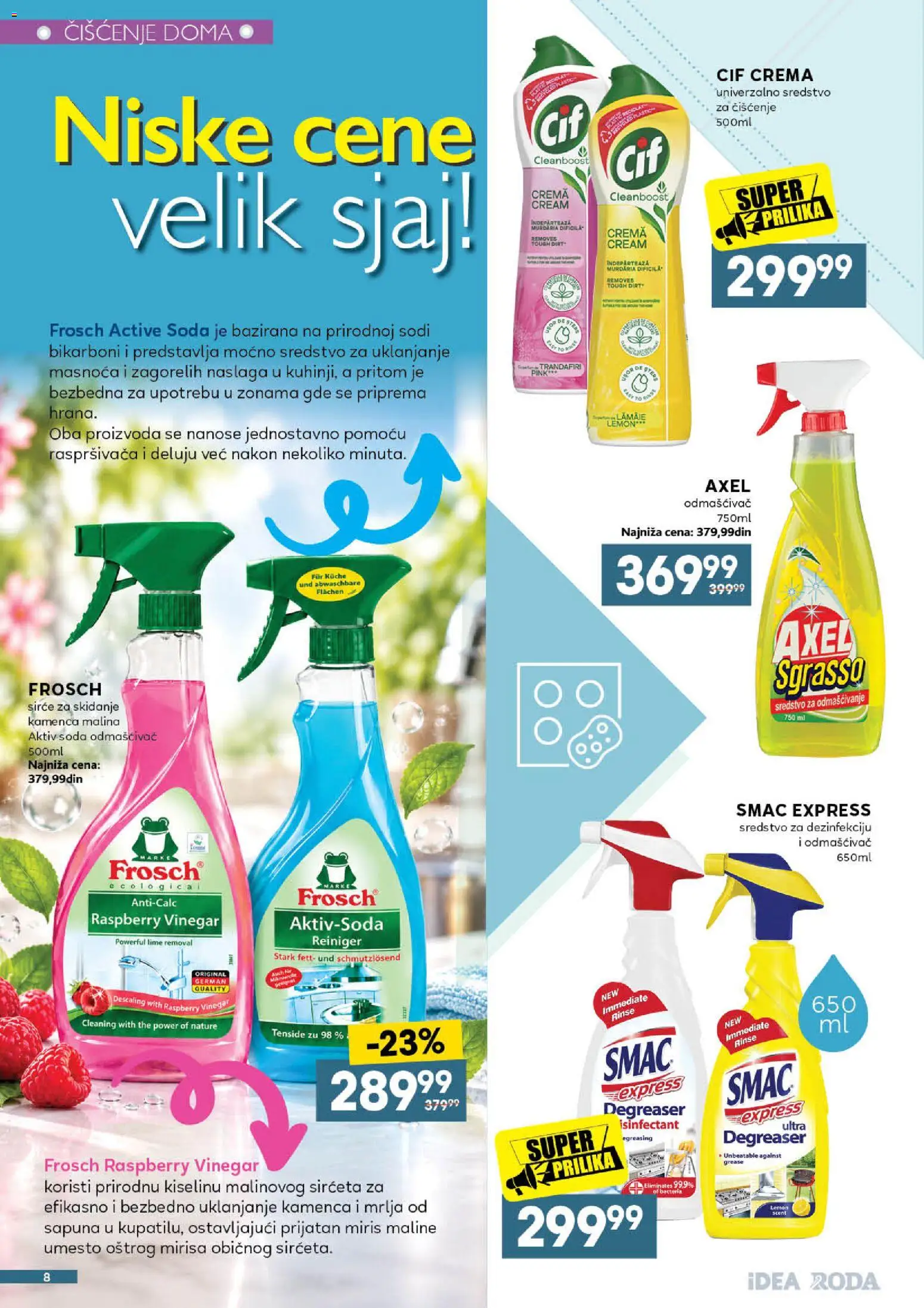 Idea katalog - važi od 26.10.2026 | Strana: 8 | Proizvode: Miris, Sredstvo za čišćenje, Malina, Sirće