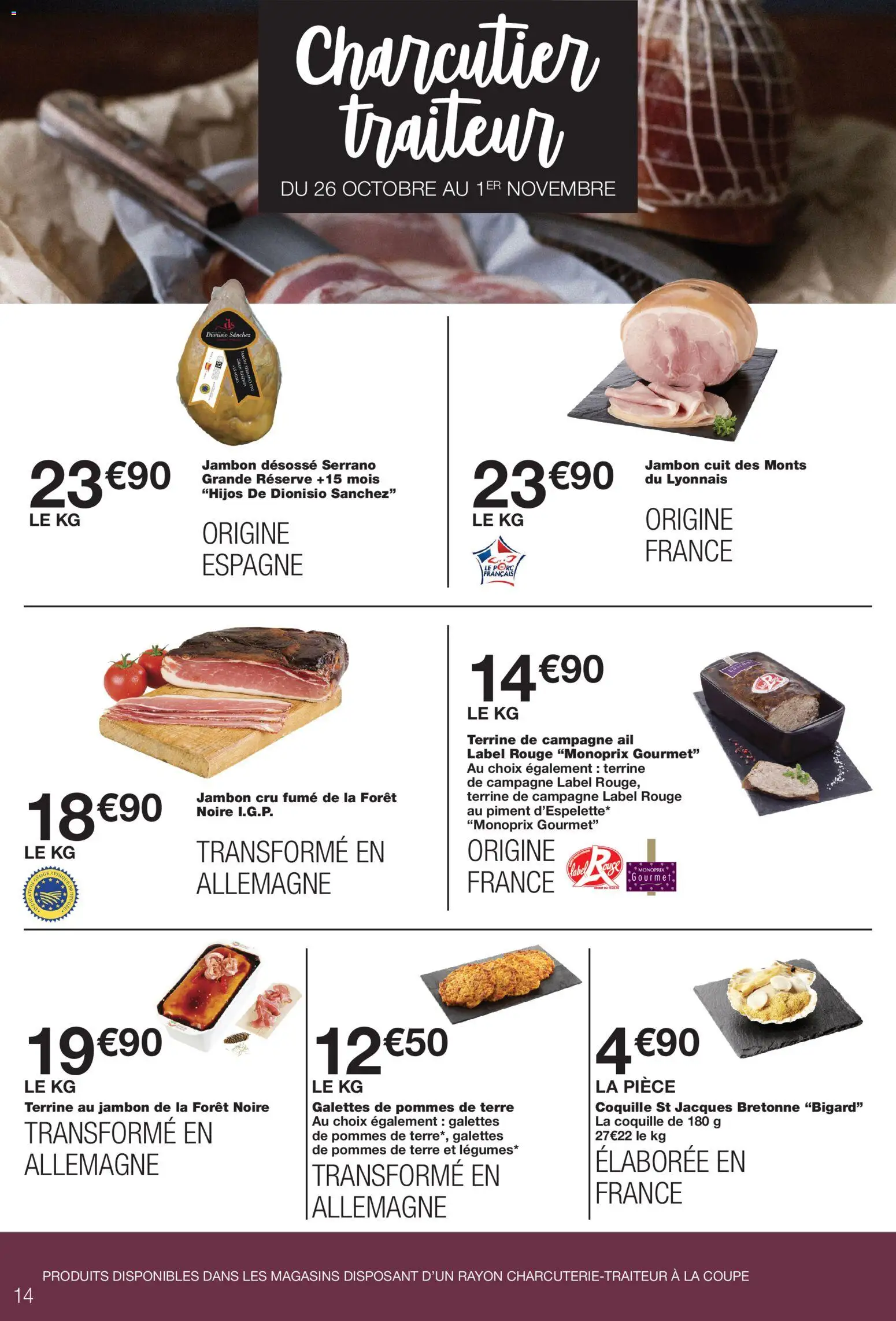 {H1} | Page: 14 | Produits: Jambon Cru, Ail, Piment, Porc