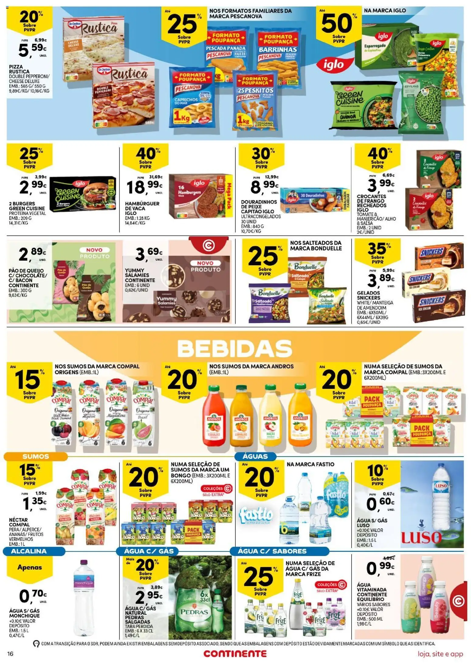 Continente Semanal Continente Bom Dia │ válido de 11/08/2026 | Página: 16 | Produtos: Pescada, Bebidas, Quinoa, Pizza
