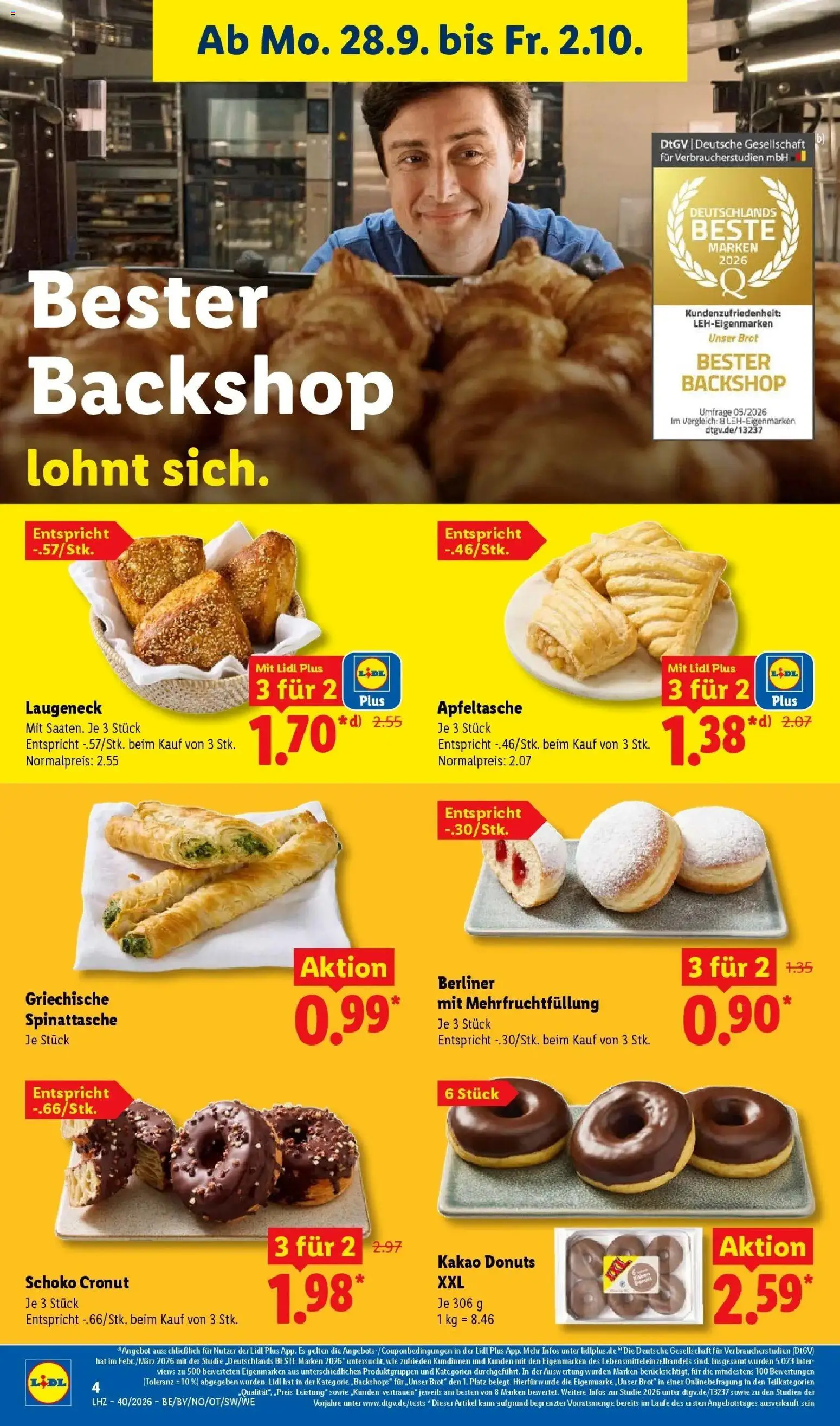 Lidl Prospekt Künzell (ab 28.09.2026) zum Blättern » Angebote | Seite: 10 | Produkte: Berliner, Apple, Donuts, Brot