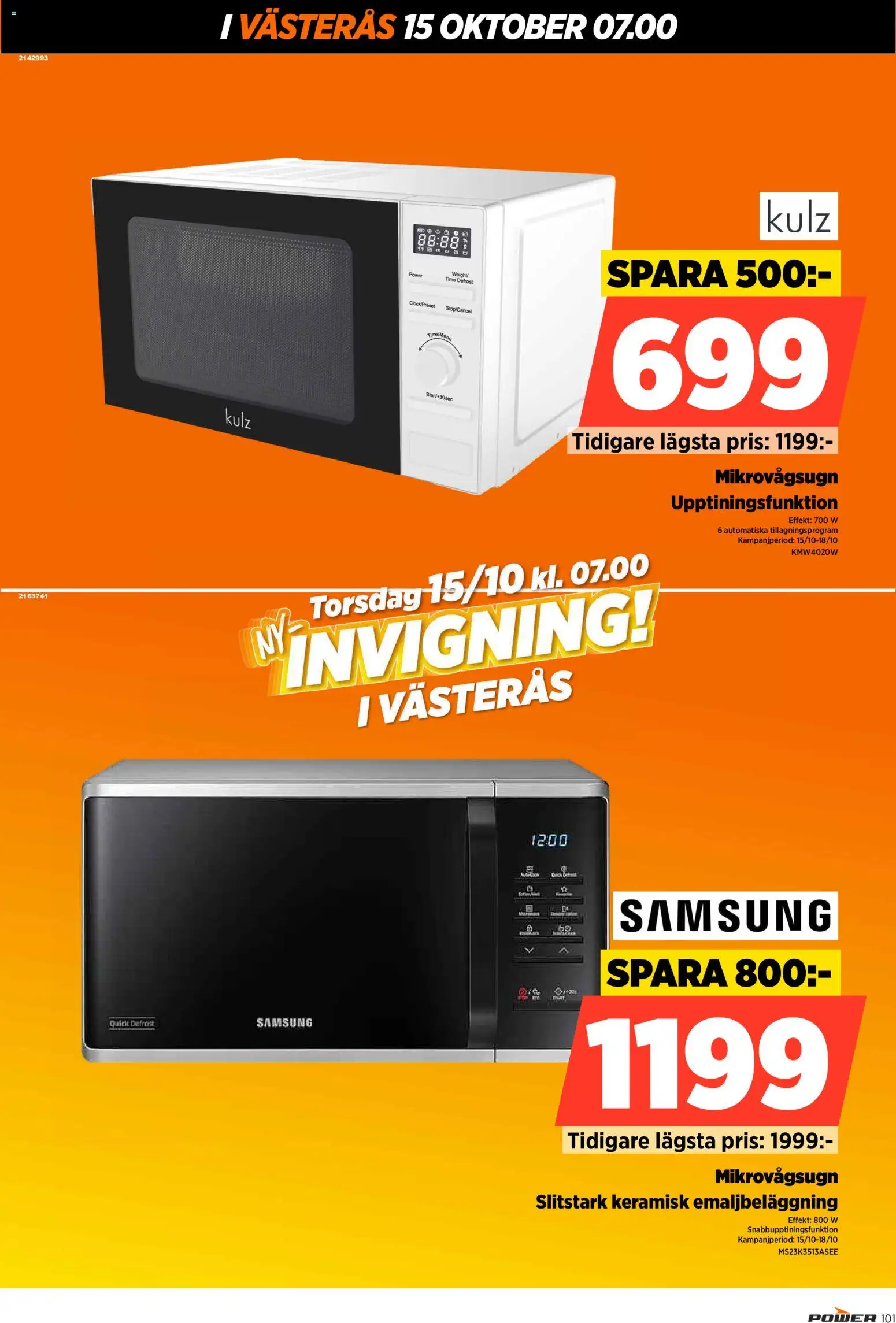 Power reklamblad aktuell från 15/10/2026 | Sida: 101 | Produkter: Mikrovågsugn