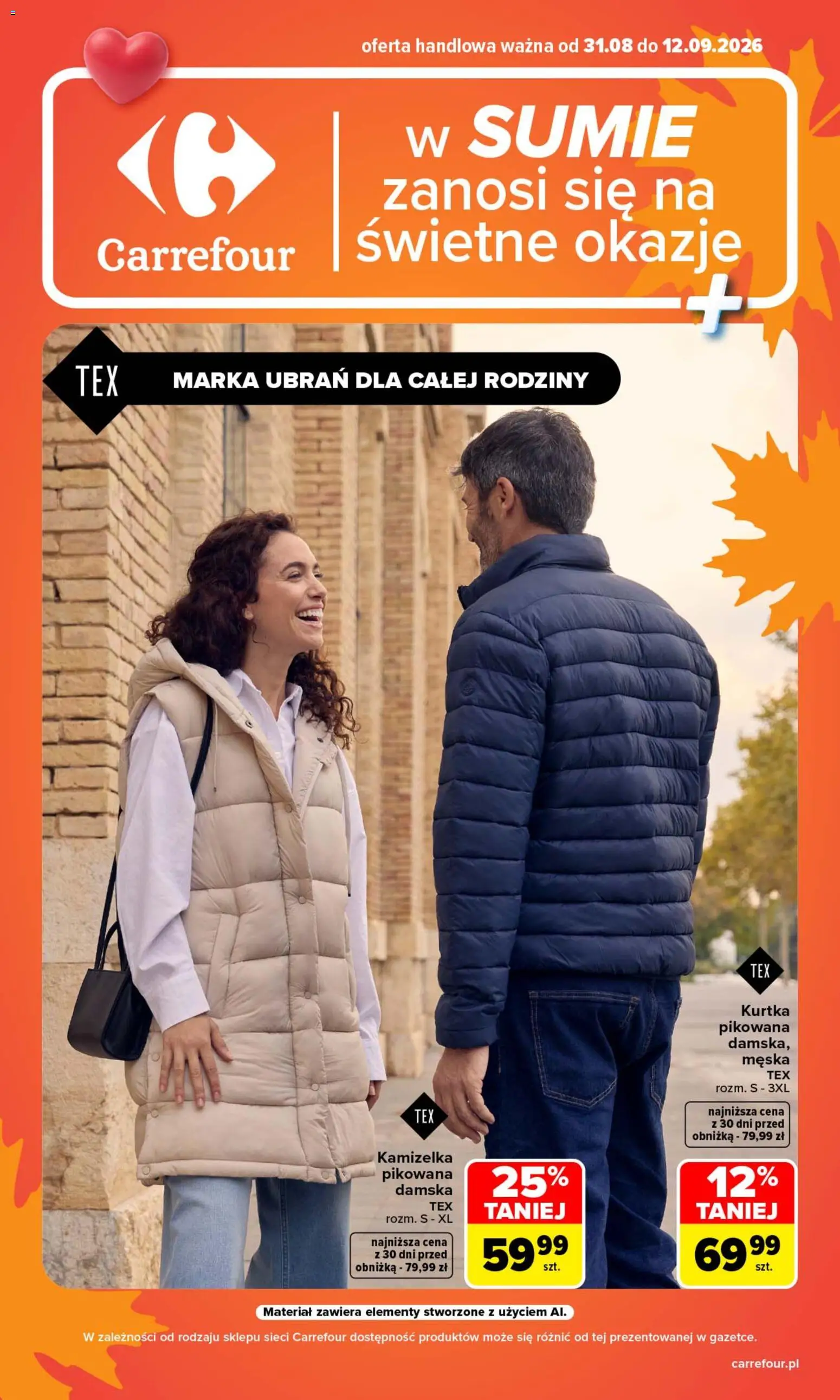 Carrefour gazetka - Zanosi się na świetne okazje od 31.08.2026 | Strona: 1 | Produkty: Kamizelka, Kurtka