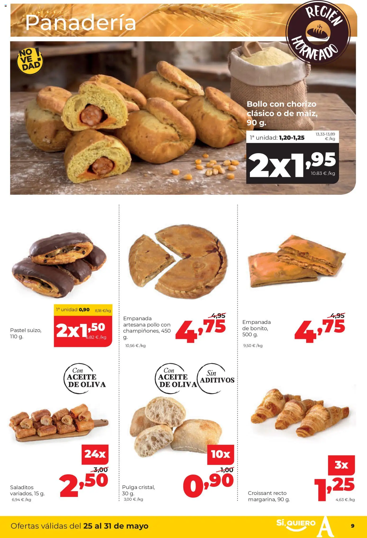 Alimerka folleto Asturias │ válido desde el 25.05.2026 | Página: 9 | Productos: Aceite, Croissant, Aceite de oliva, Panadería