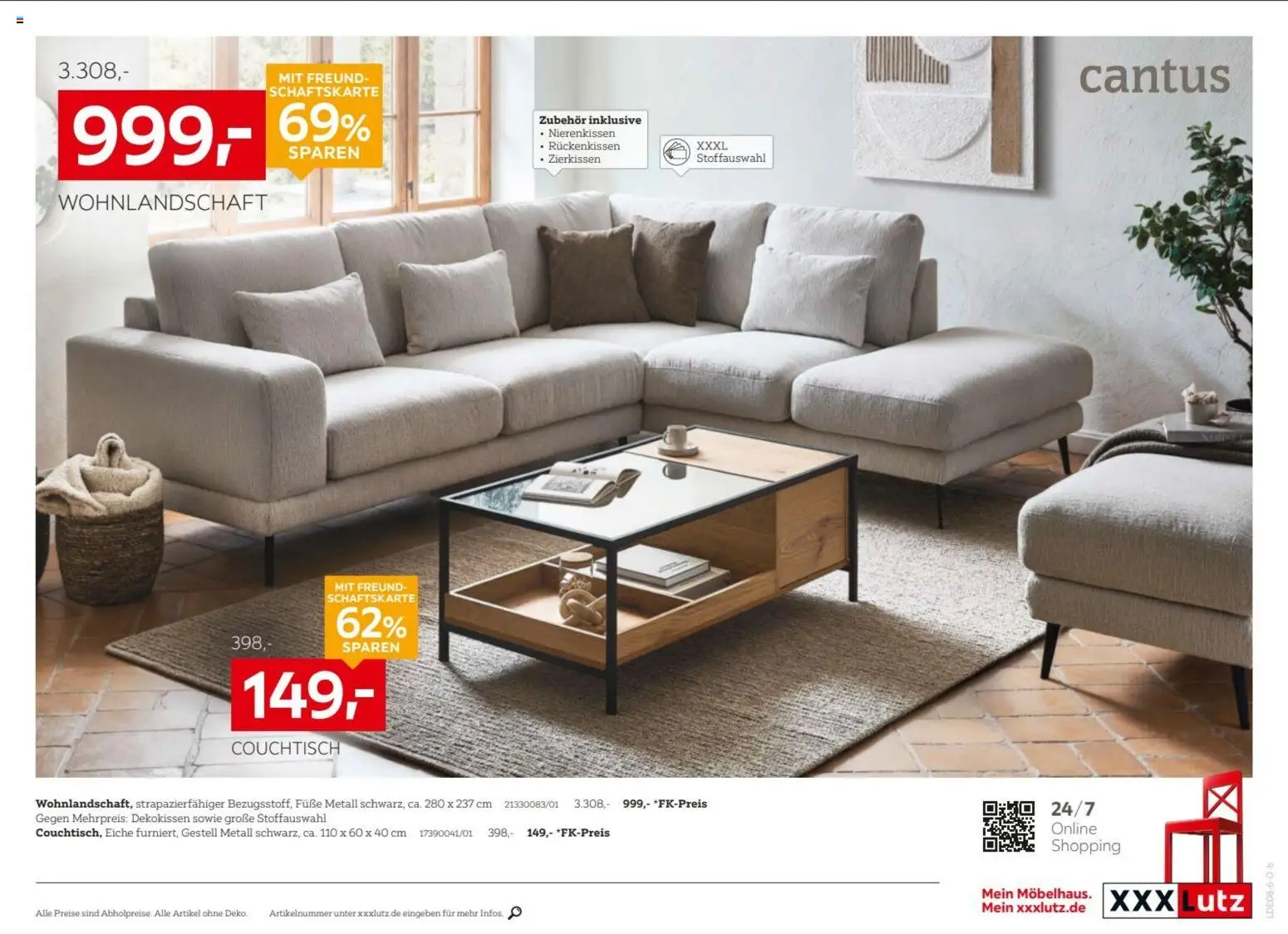 XXXLutz Nr. 1 beim Preis – gültig ab 01.08.2026 | Seite: 7 | Produkte: Wohnlandschaft, Couchtisch