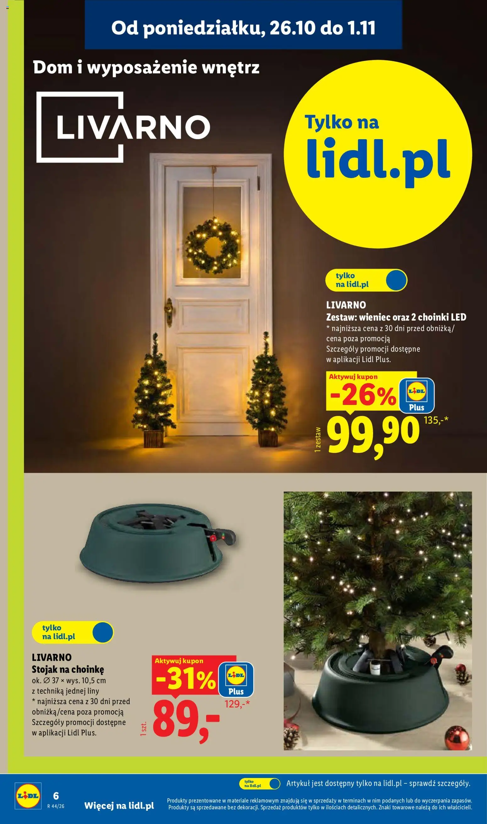 Lidl Katalog od 26.10.2026 | Strona: 6 | Produkty: Wieniec, Stojak na choinkę